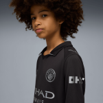 Manchester City kids manchester city away long sleeve jersey black 202526 Collection - ManchesterCitystore.com