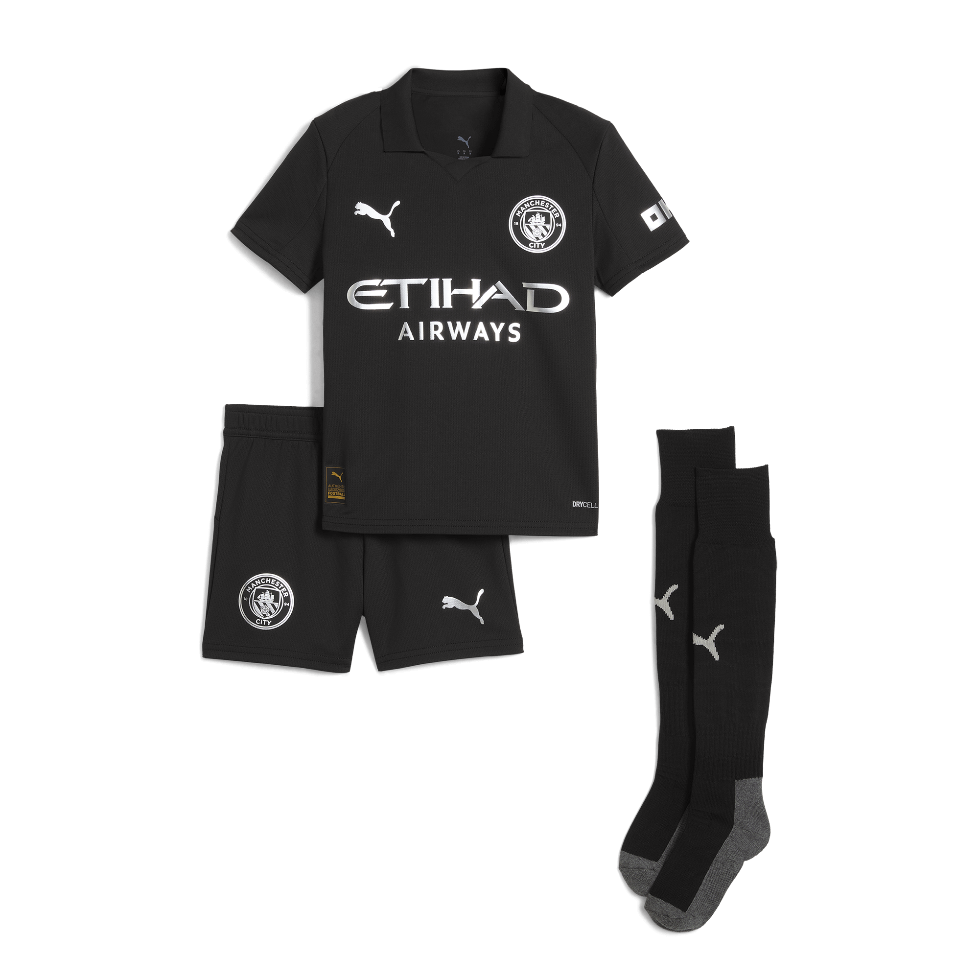 Manchester City kids manchester city away mini kit black 202526 Collection - ManchesterCitystore.com