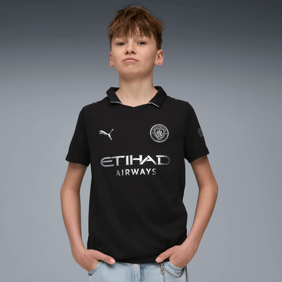 Manchester City kids manchester city away mini kit black 202526 Collection - ManchesterCitystore.com