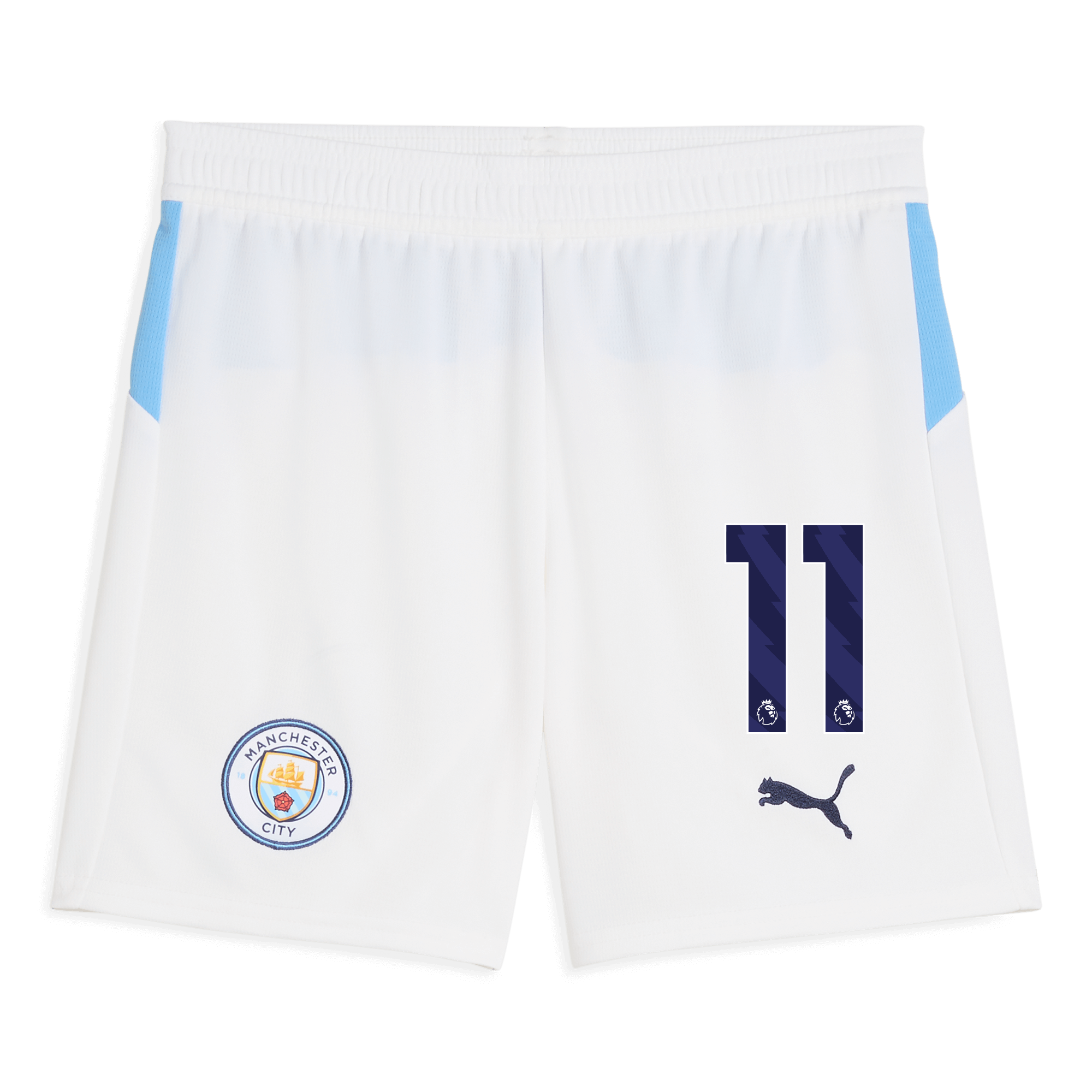 Manchester City kids manchester city football shorts white 202526 with 11 Collection - ManchesterCitystore.com