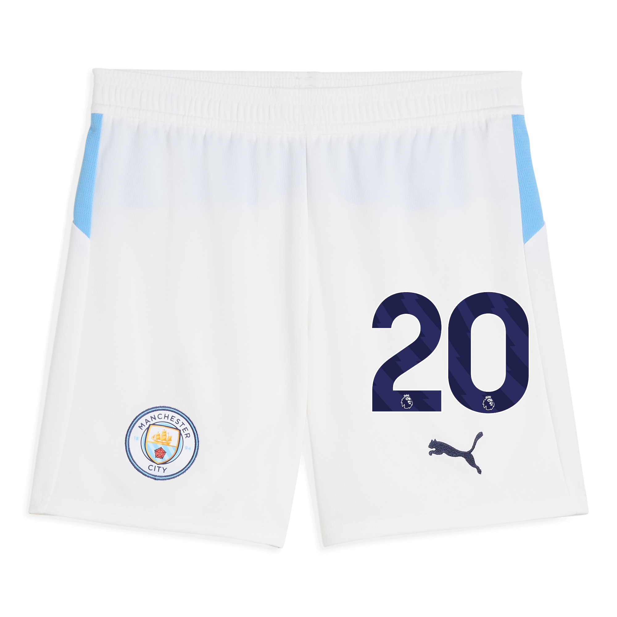 Manchester City kids manchester city football shorts white 202526 with 20 Collection - ManchesterCitystore.com