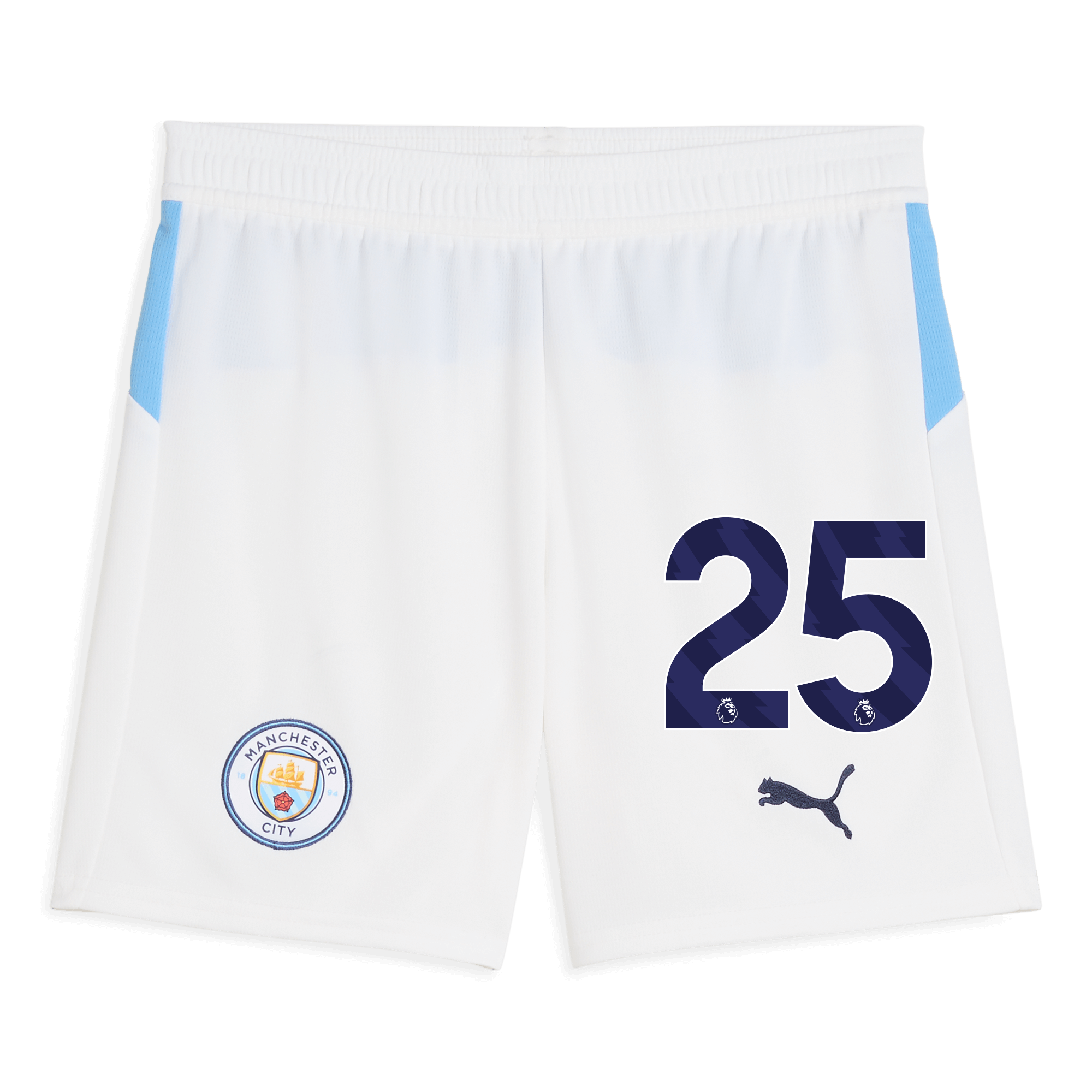Manchester City kids manchester city football shorts white 202526 with 25 Collection - ManchesterCitystore.com