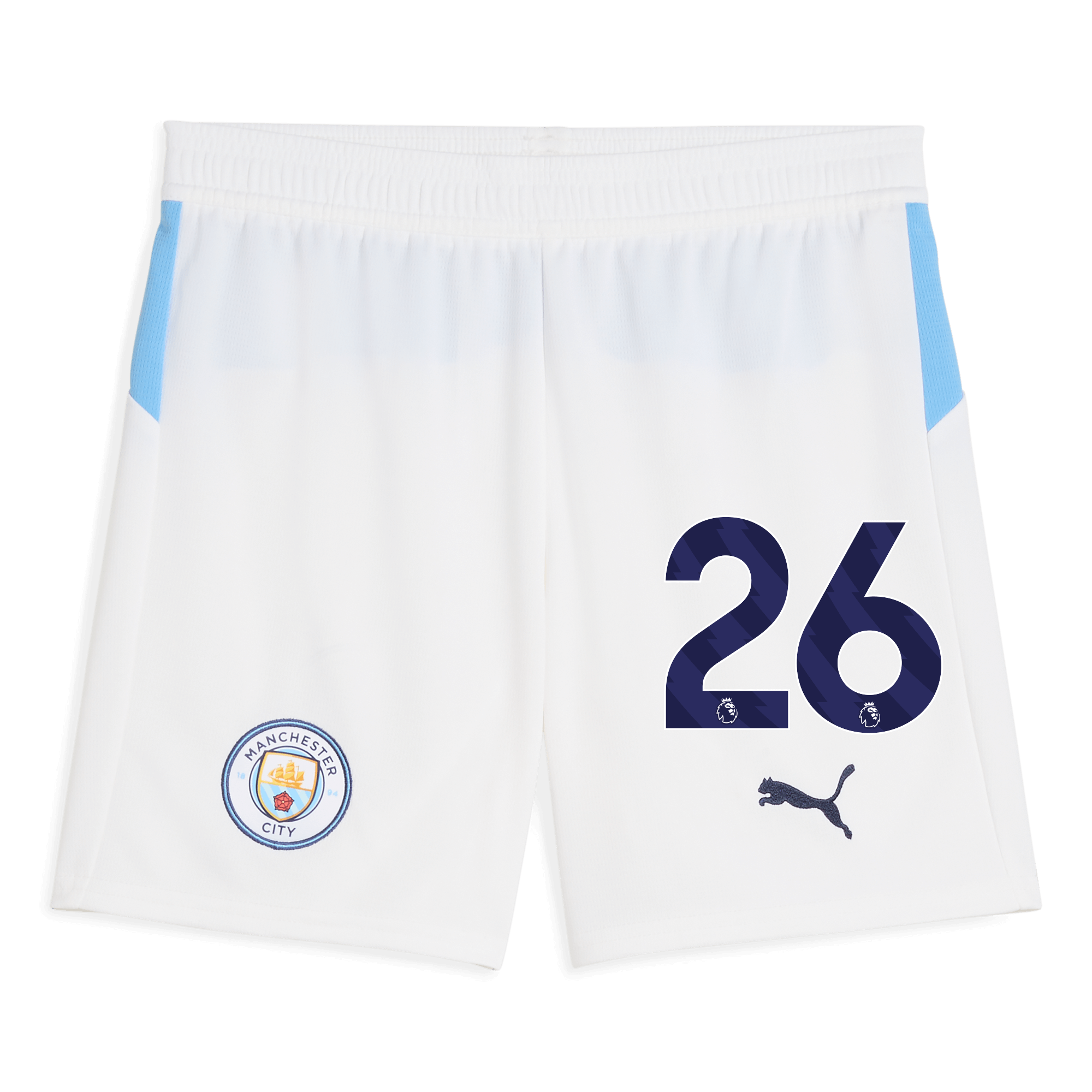 Manchester City kids manchester city football shorts white 202526 with 26 Collection - ManchesterCitystore.com