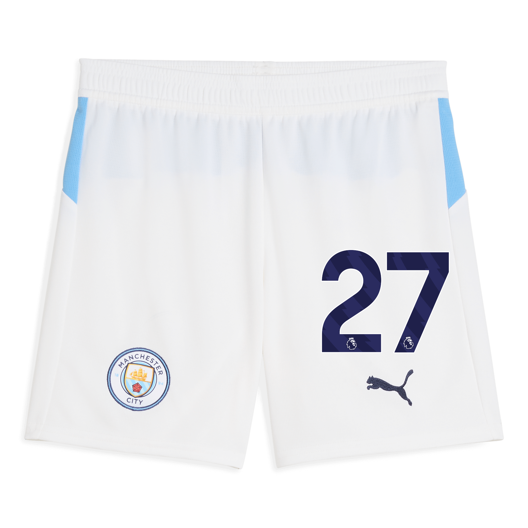 Manchester City kids manchester city football shorts white 202526 with 27 Collection - ManchesterCitystore.com