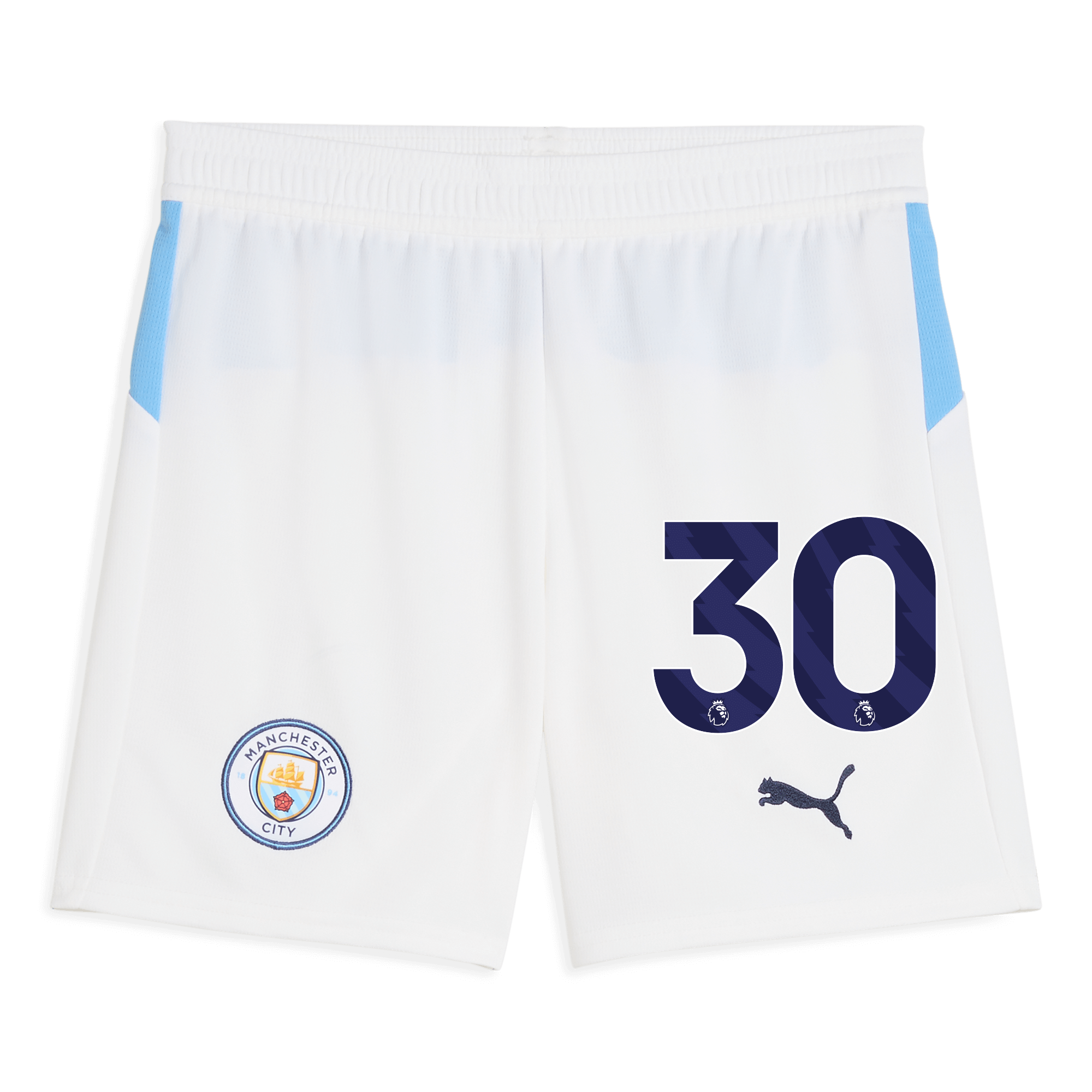Manchester City kids manchester city football shorts white 202526 with 30 Collection - ManchesterCitystore.com