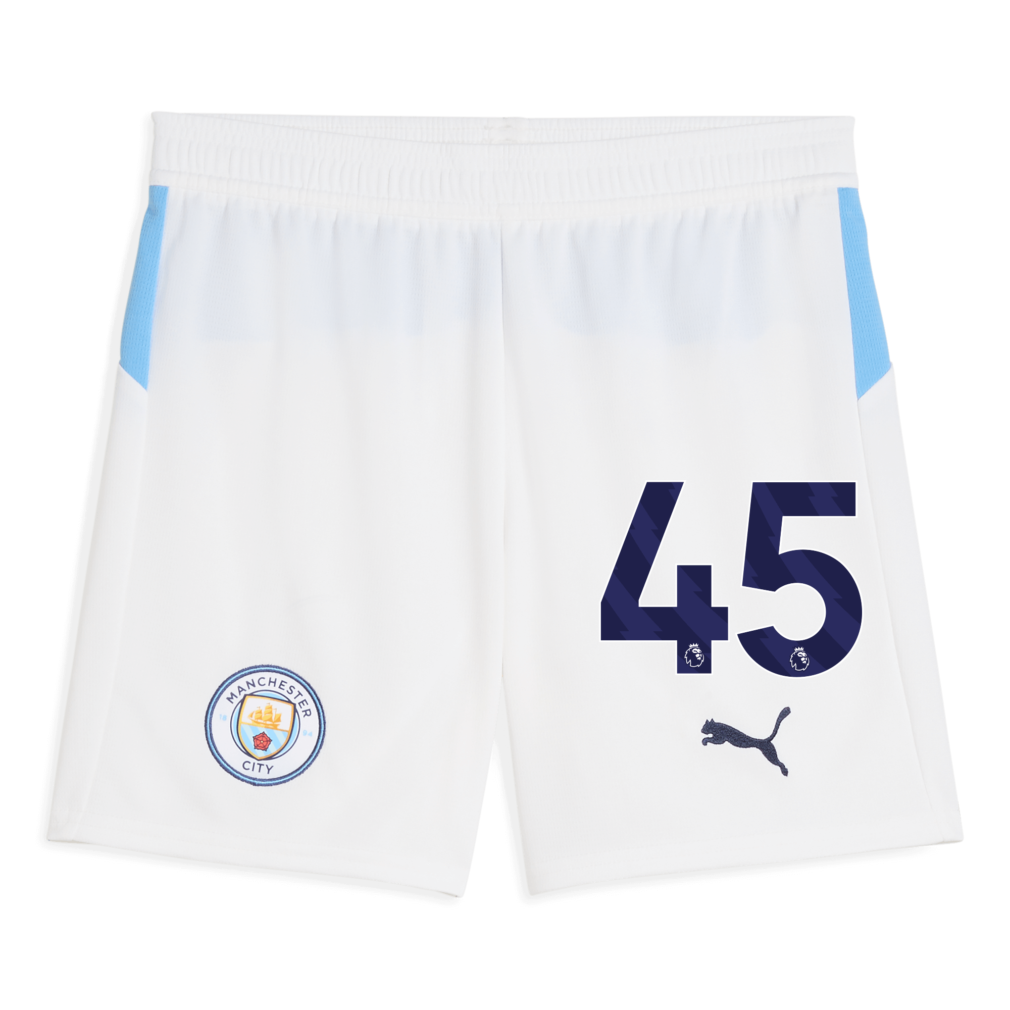 Manchester City kids manchester city football shorts white 202526 with 45 Collection - ManchesterCitystore.com