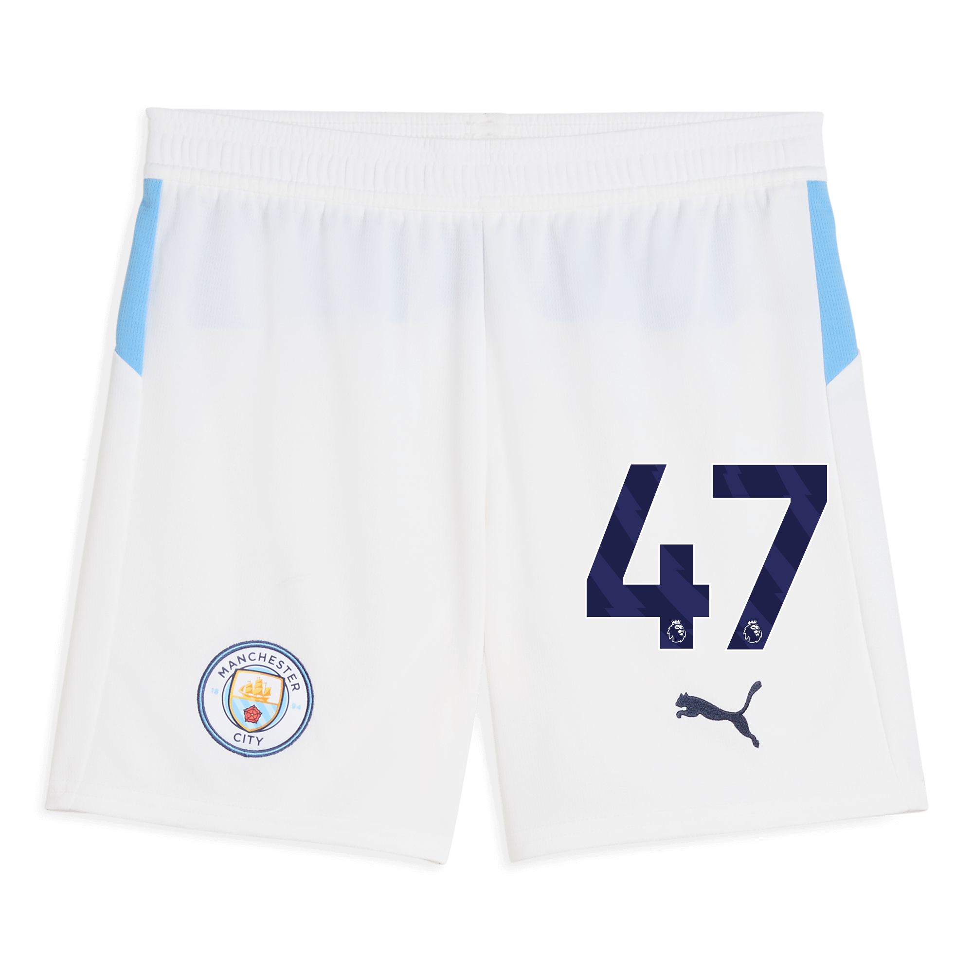 Manchester City kids manchester city football shorts white 202526 with 47 Collection - ManchesterCitystore.com