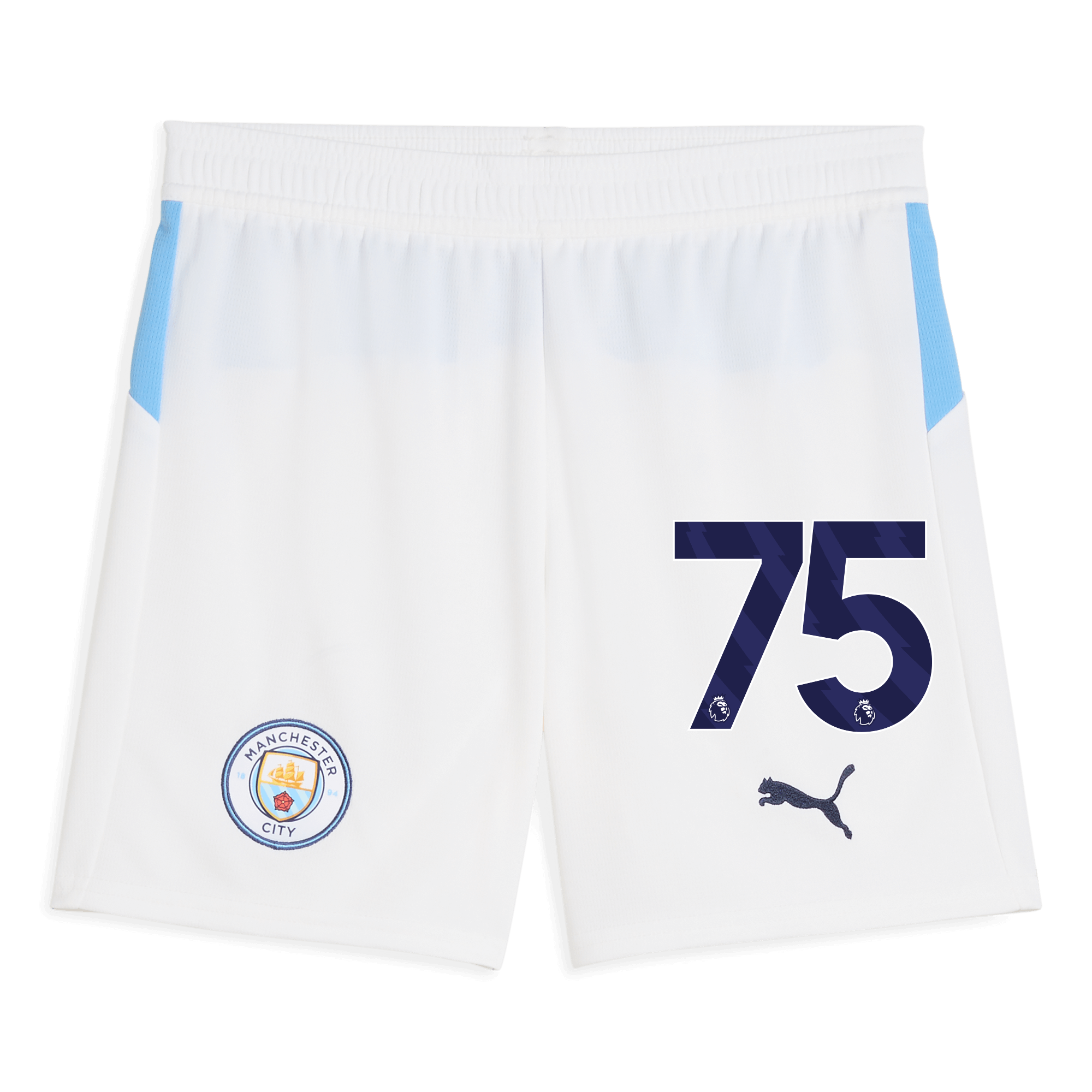 Manchester City kids manchester city football shorts white 202526 with 75 Collection - ManchesterCitystore.com