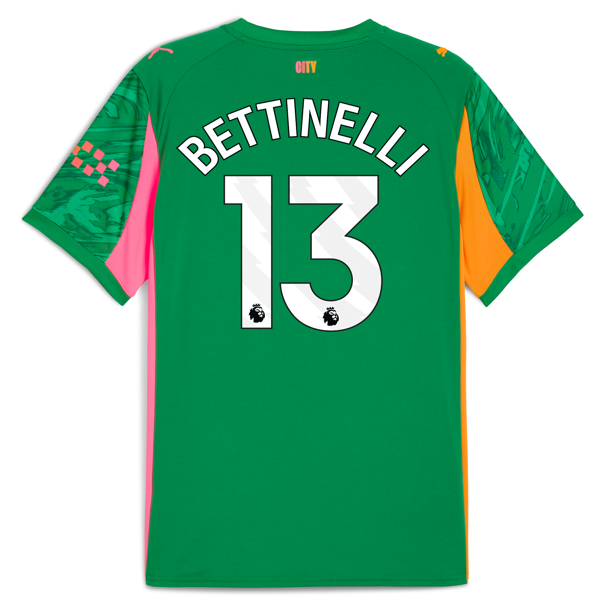 Manchester City kids manchester city goalkeeper jersey green 202526 with bettinelli 13 printing Collection - ManchesterCitystore.com
