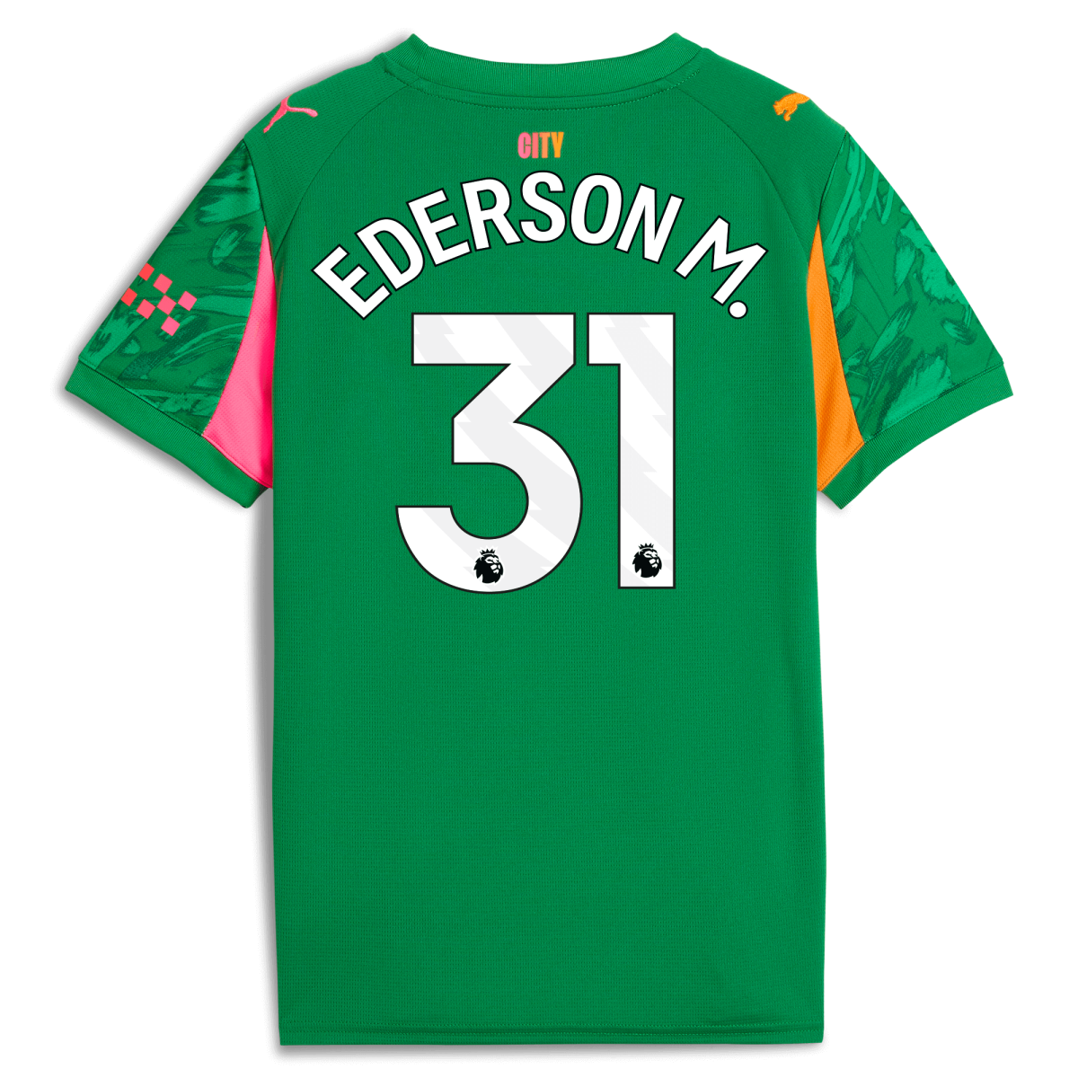 Manchester City kids manchester city goalkeeper jersey green 202526 with ederson m. 31 printing Collection - ManchesterCitystore.com