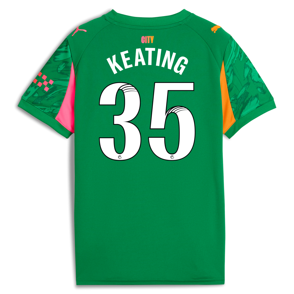 Manchester City kids manchester city goalkeeper jersey green 202526 with keating 35 printing Collection - ManchesterCitystore.com