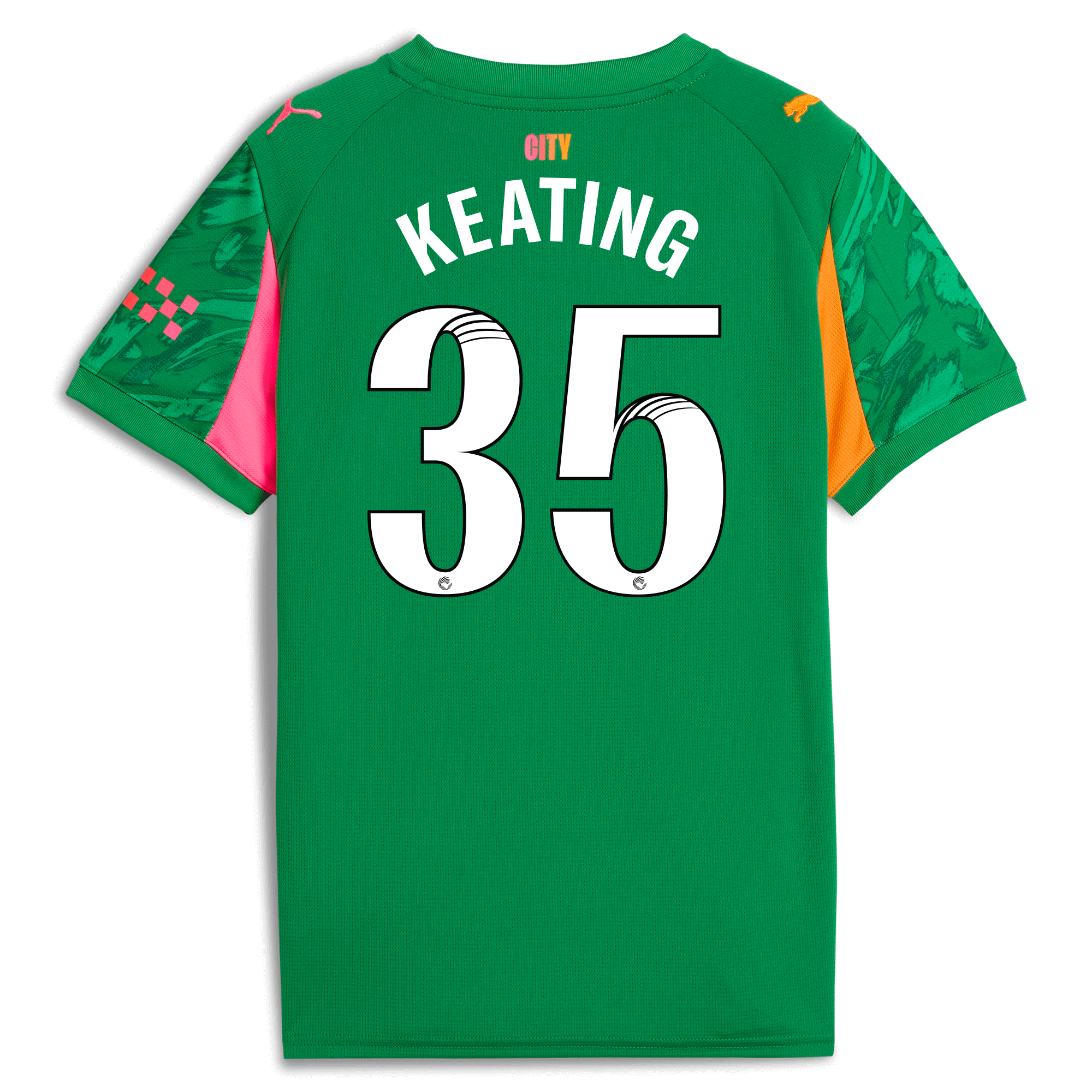 Manchester City kids manchester city goalkeeper jersey green 202526 with keating 35 printing Collection - ManchesterCitystore.com