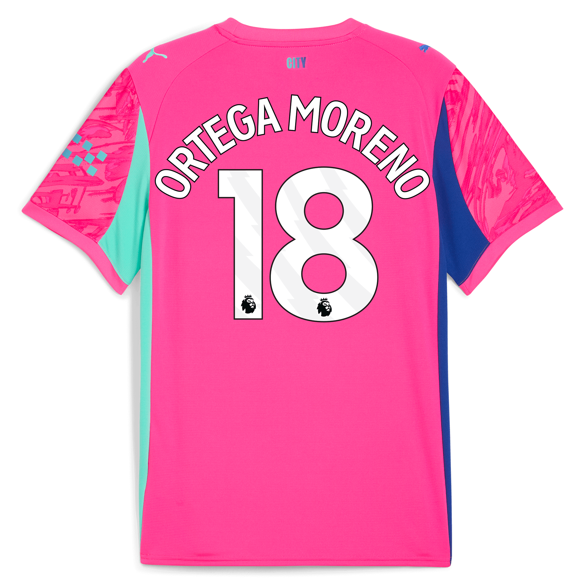 Manchester City kids manchester city goalkeeper jersey pink 202526 with ortega moreno 18 printing Collection - ManchesterCitystore.com