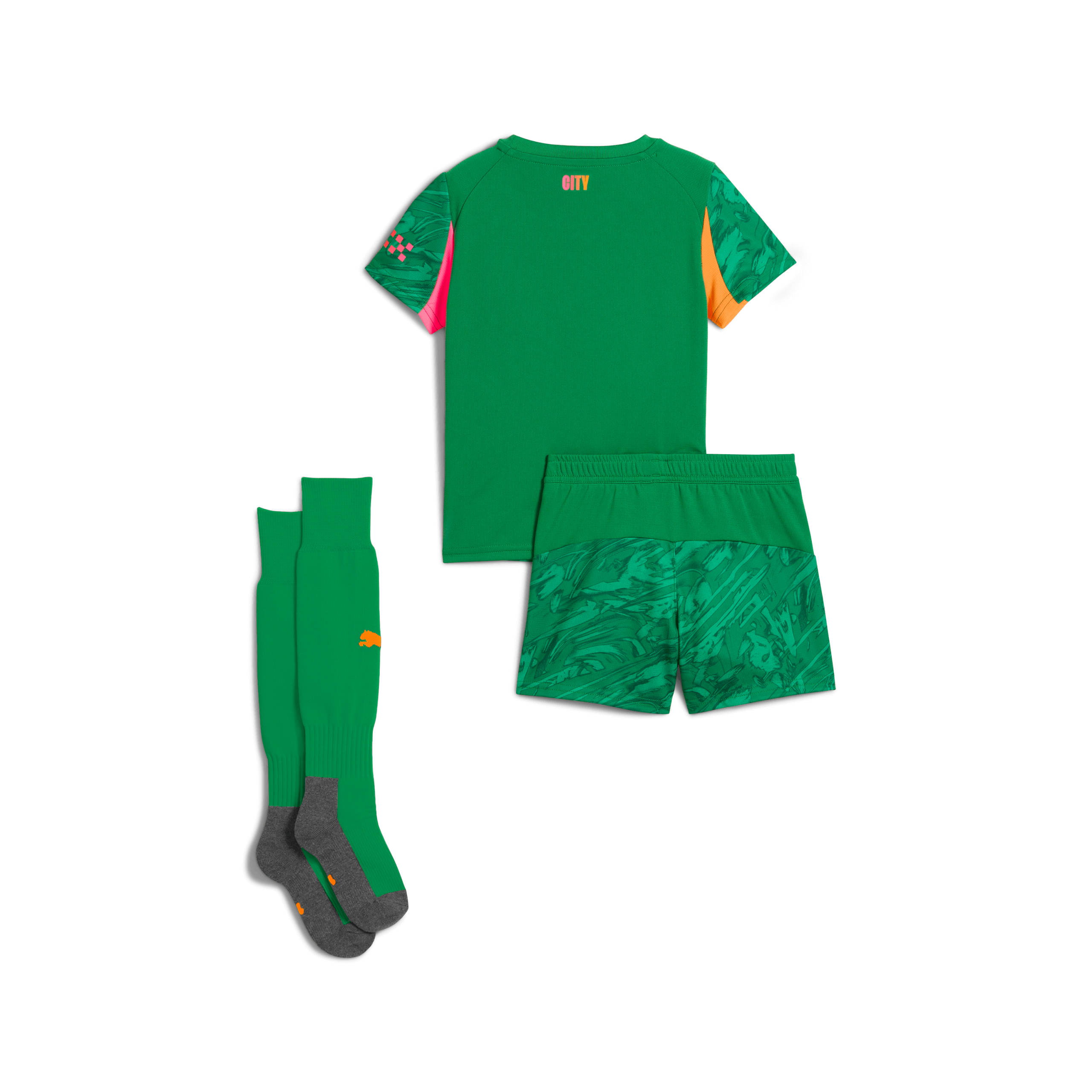 Manchester City kids manchester city goalkeeper mini kit green 202526 with custom printing Collection - ManchesterCitystore.com