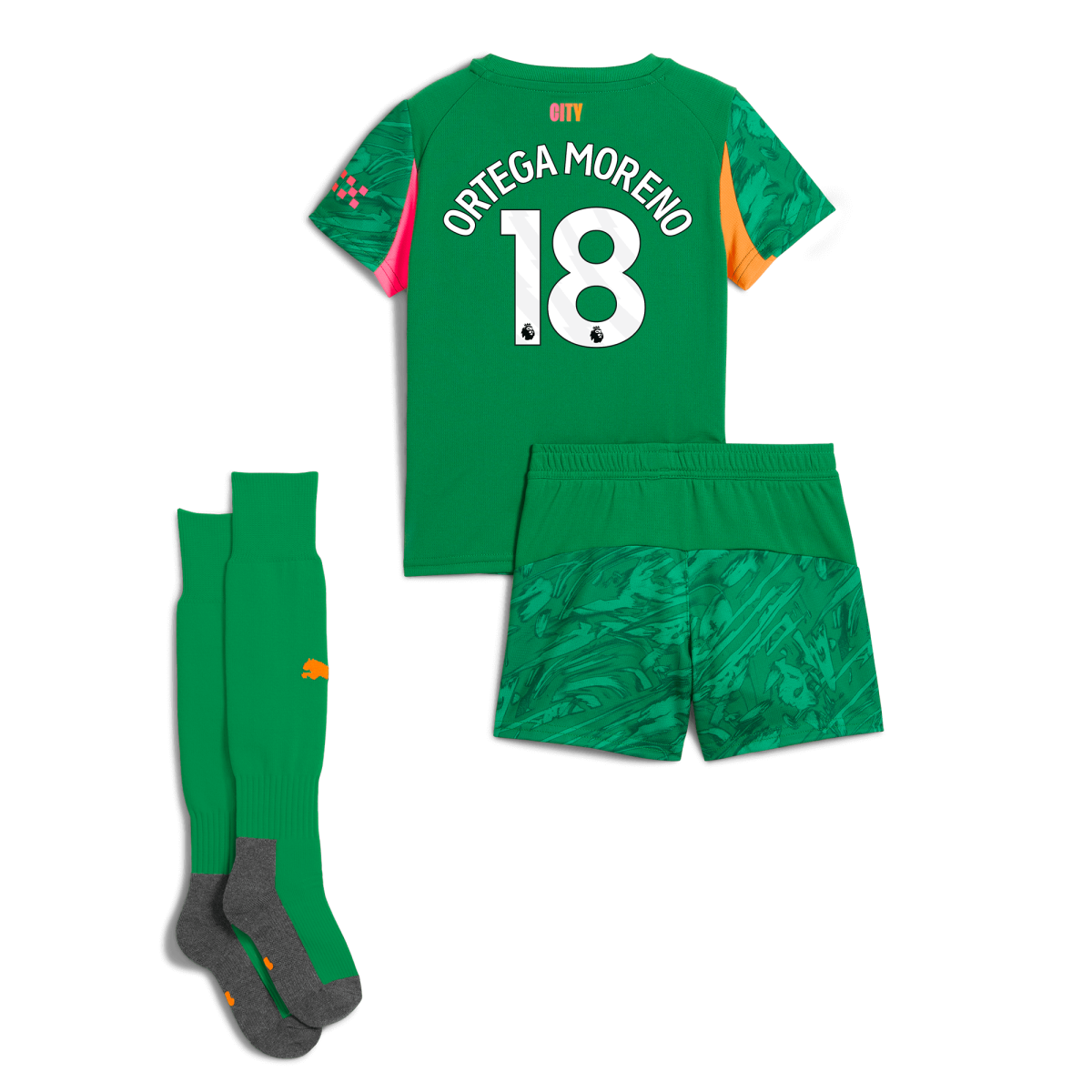 Manchester City kids manchester city goalkeeper mini kit green 202526 with ortega moreno 18 printing Collection - ManchesterCitystore.com
