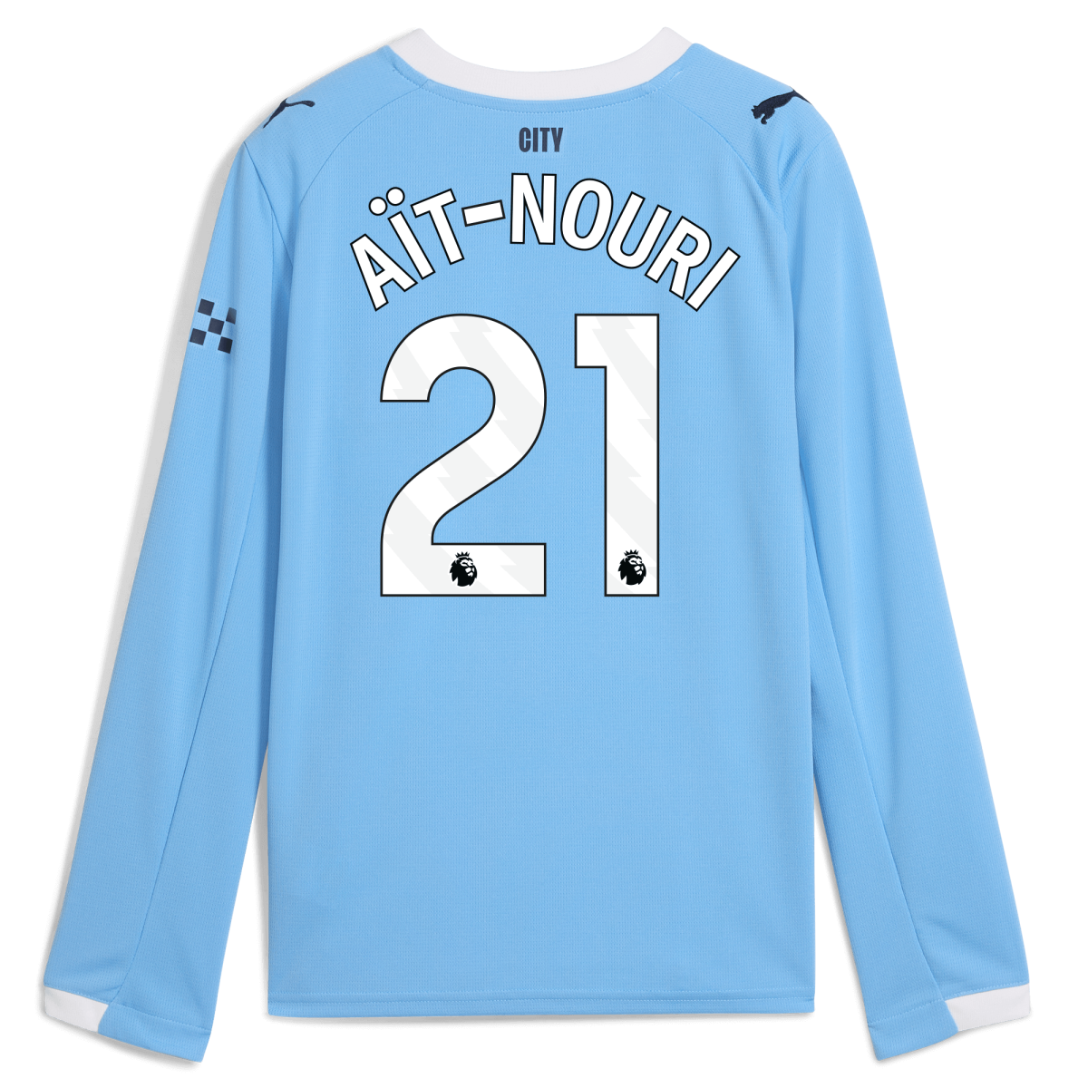 Manchester City kids manchester city home jersey 202526 long sleeve with ait-nouri 21 printing Collection - ManchesterCitystore.com