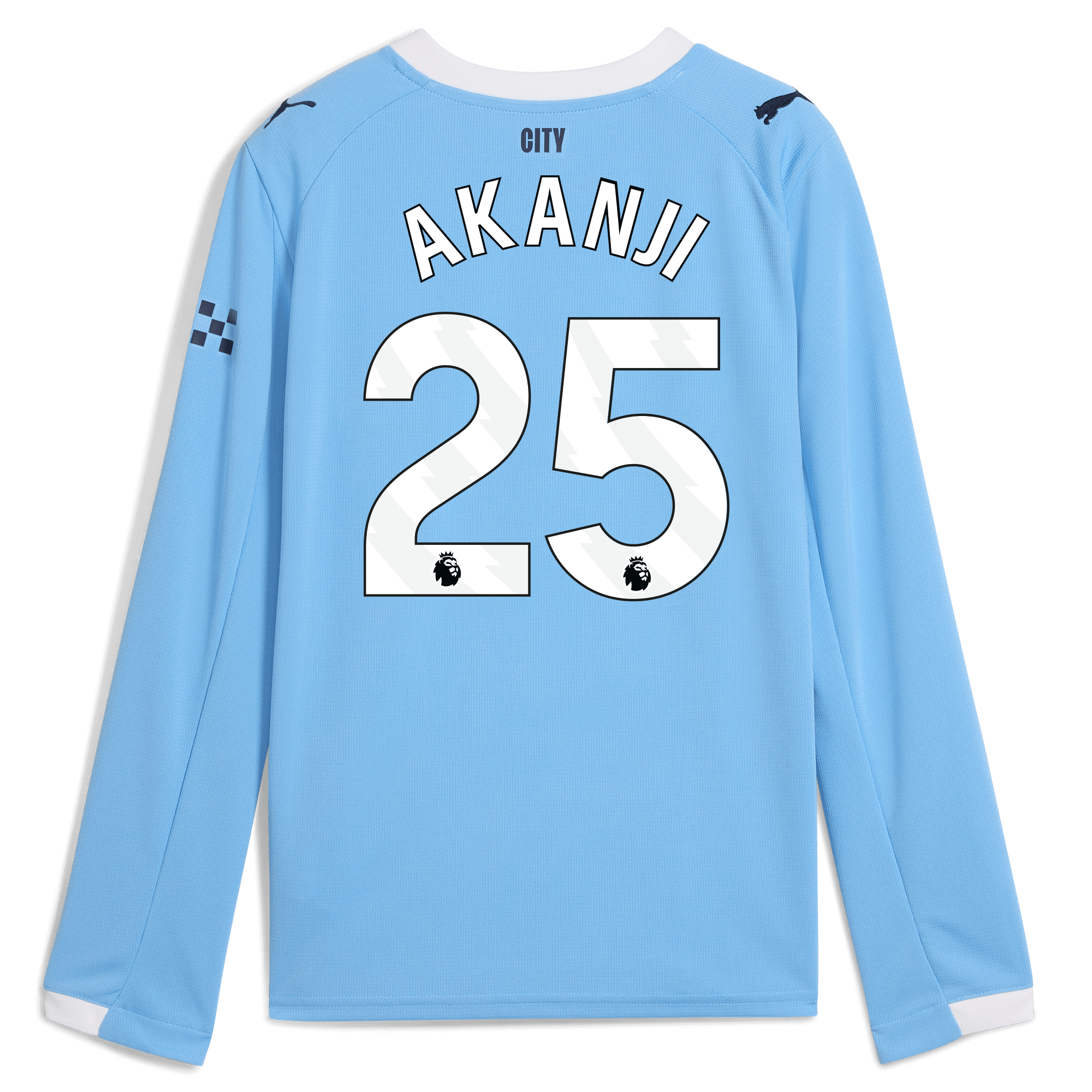 Manchester City kids manchester city home jersey 202526 long sleeve with akanji 25 printing Collection - ManchesterCitystore.com