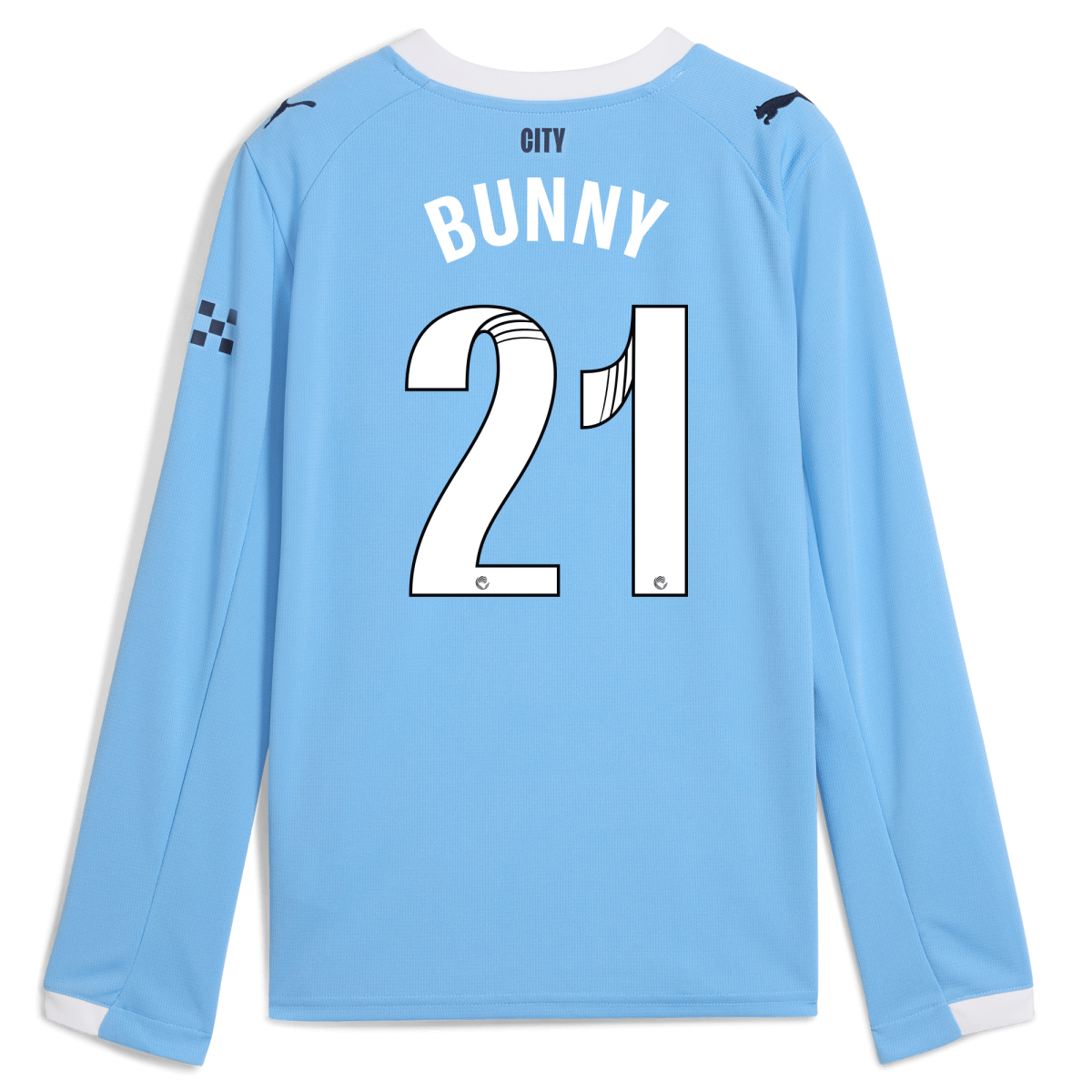 Manchester City kids manchester city home jersey 202526 long sleeve with bunny 21 printing Collection - ManchesterCitystore.com