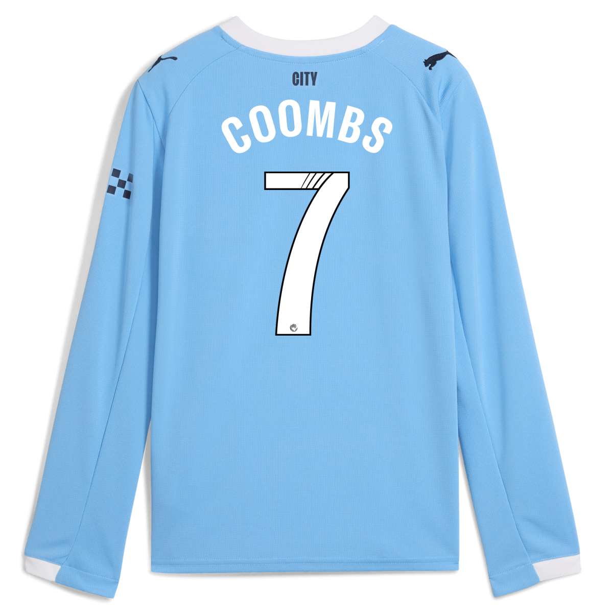 Manchester City kids manchester city home jersey 202526 long sleeve with coombs 7 printing Collection - ManchesterCitystore.com