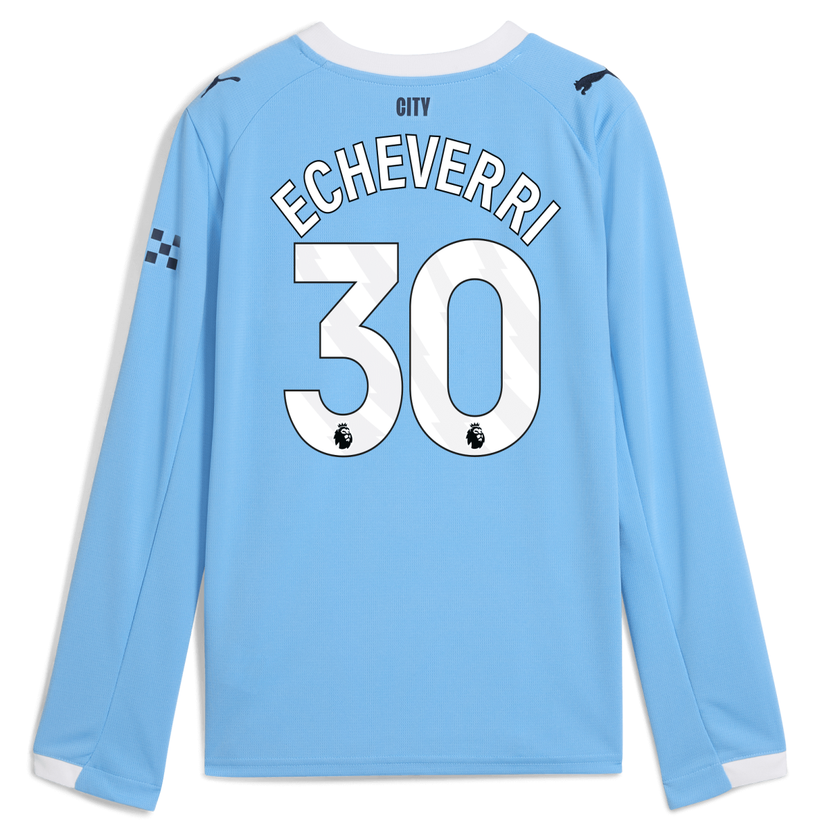 Manchester City kids manchester city home jersey 202526 long sleeve with echeverri 30 printing Collection - ManchesterCitystore.com