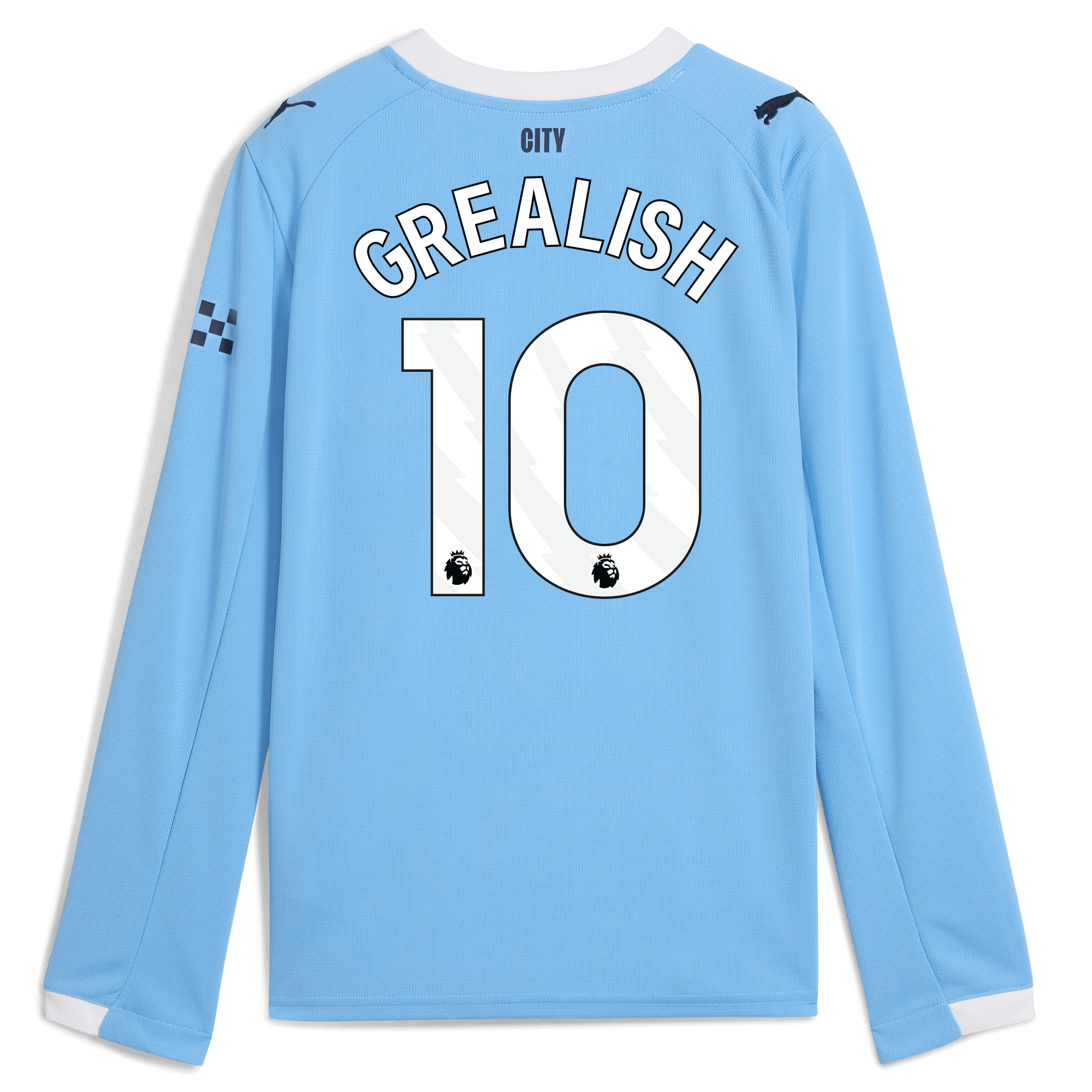 Manchester City kids manchester city home jersey 202526 long sleeve with grealish 10 printing Collection - ManchesterCitystore.com