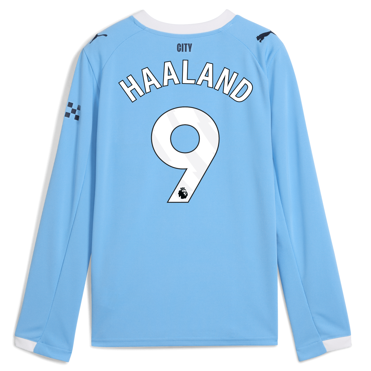 Manchester City kids manchester city home jersey 202526 long sleeve with haaland 9 printing Collection - ManchesterCitystore.com