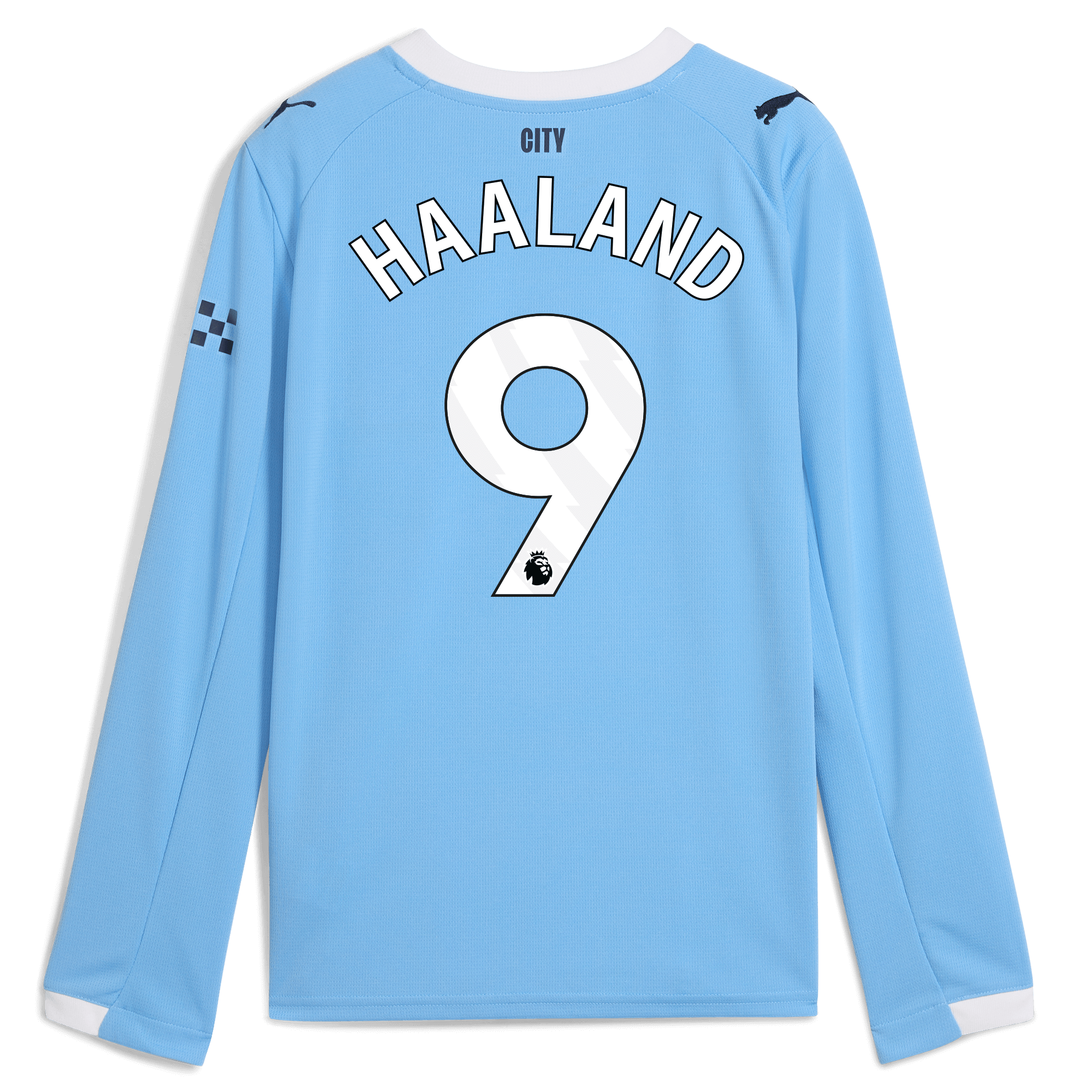 Manchester City kids manchester city home jersey 202526 long sleeve with haaland 9 printing Collection - ManchesterCitystore.com