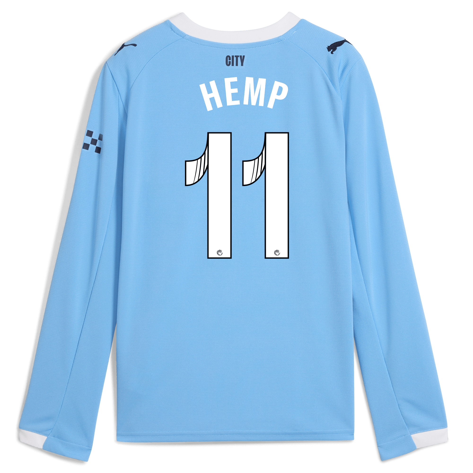 Manchester City kids manchester city home jersey 202526 long sleeve with hemp 11 printing Collection - ManchesterCitystore.com