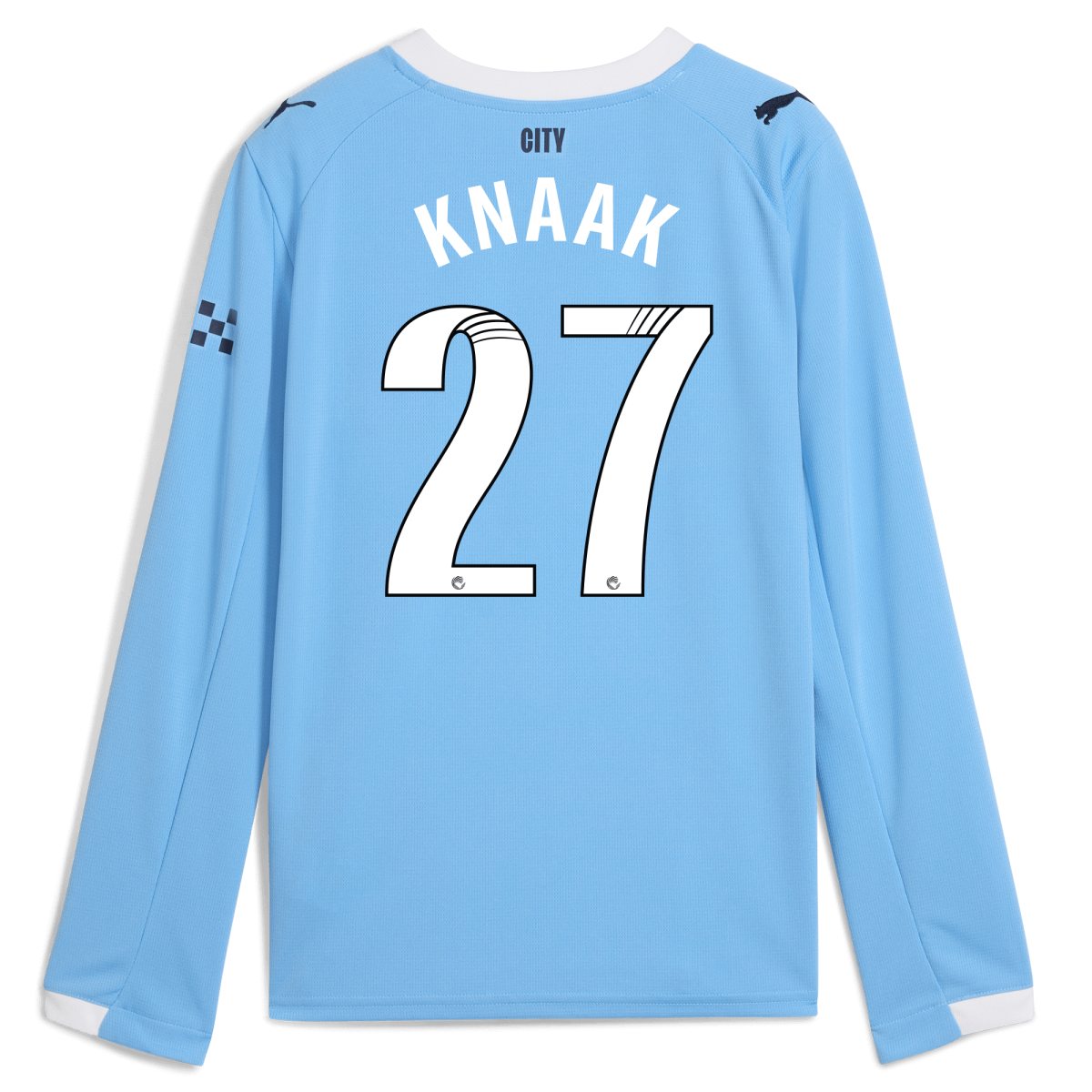Manchester City kids manchester city home jersey 202526 long sleeve with knaak 27 printing Collection - ManchesterCitystore.com
