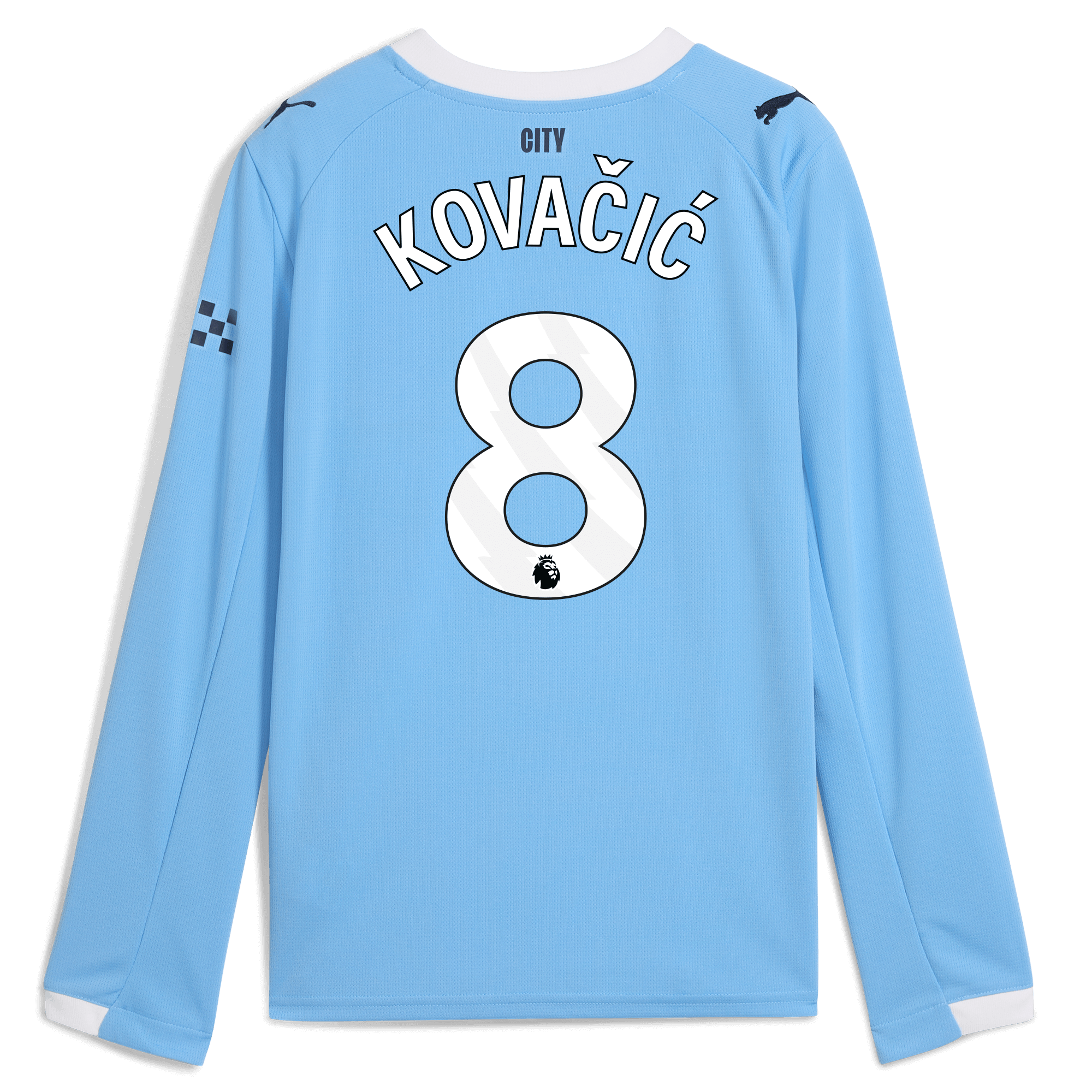 Manchester City kids manchester city home jersey 202526 long sleeve with kovacic 8 printing Collection - ManchesterCitystore.com