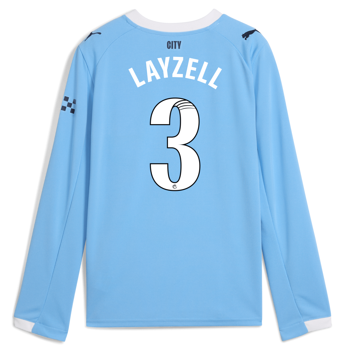 Manchester City kids manchester city home jersey 202526 long sleeve with layzell 3 printing Collection - ManchesterCitystore.com