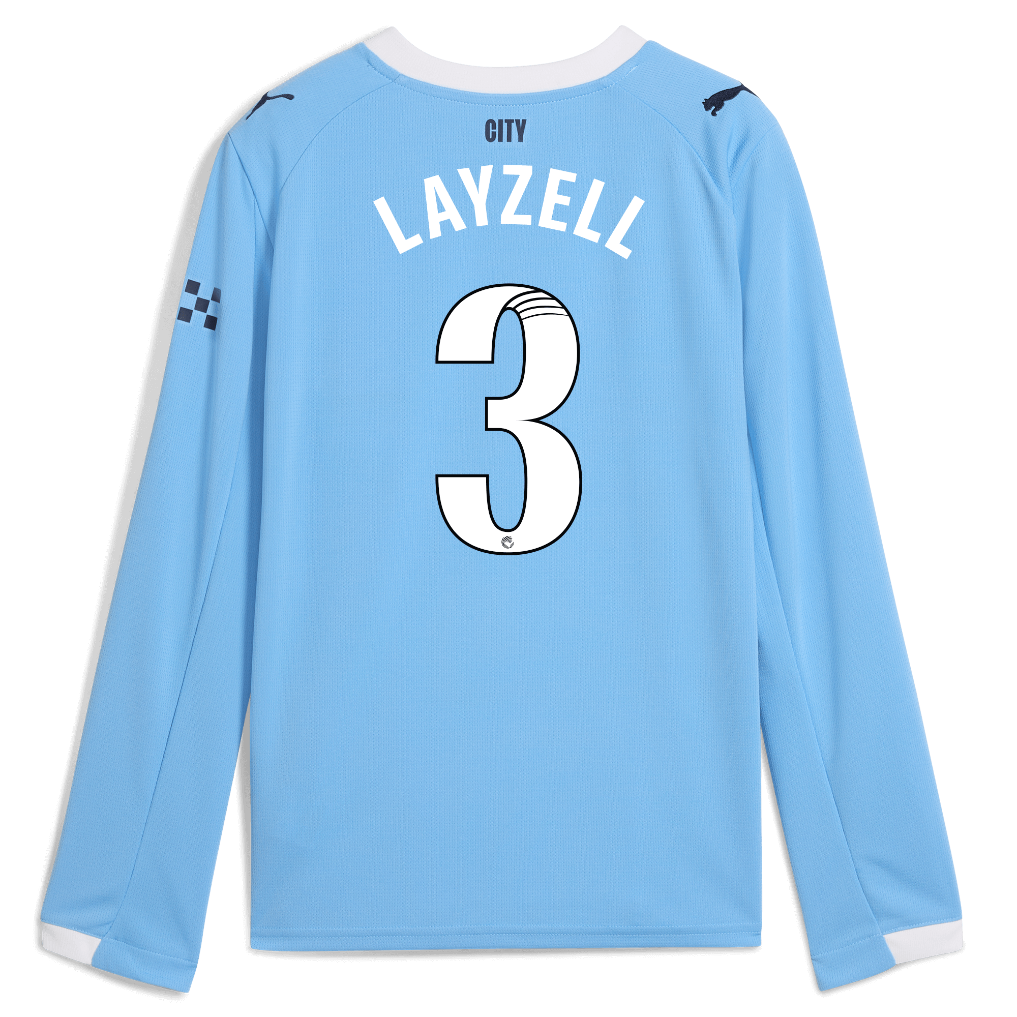 Manchester City kids manchester city home jersey 202526 long sleeve with layzell 3 printing Collection - ManchesterCitystore.com