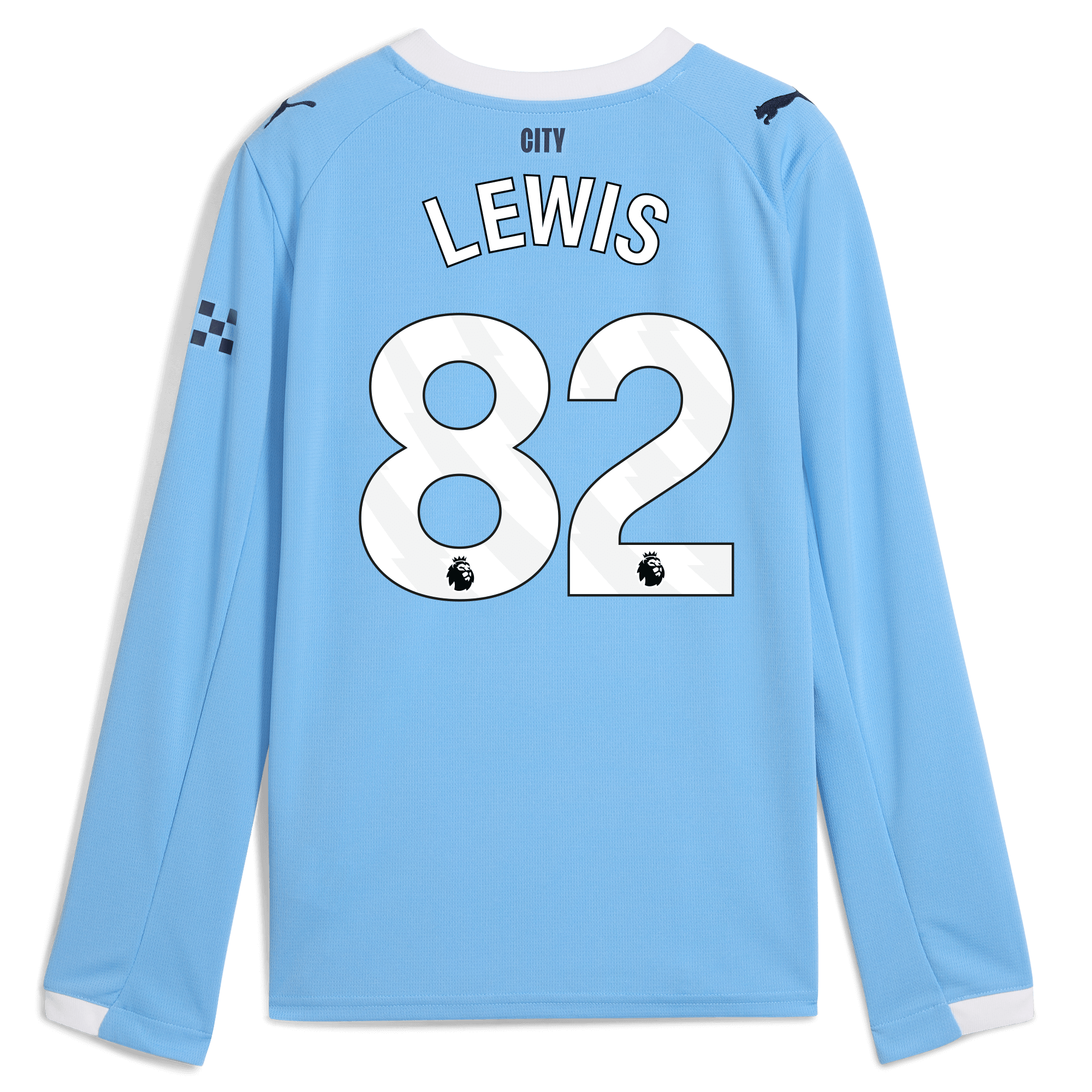 Manchester City kids manchester city home jersey 202526 long sleeve with lewis 82 printing Collection - ManchesterCitystore.com