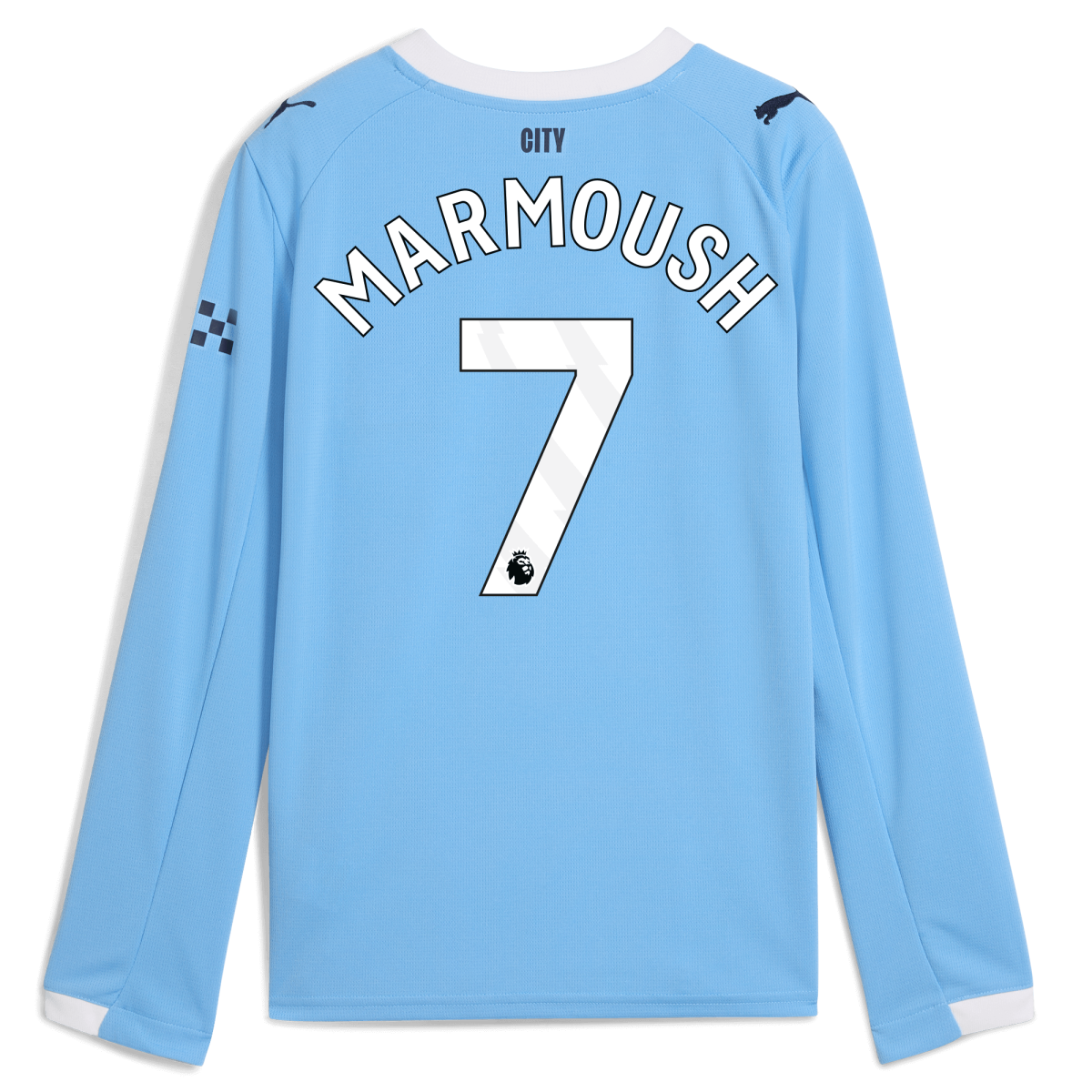 Manchester City kids manchester city home jersey 202526 long sleeve with marmoush 7 printing Collection - ManchesterCitystore.com