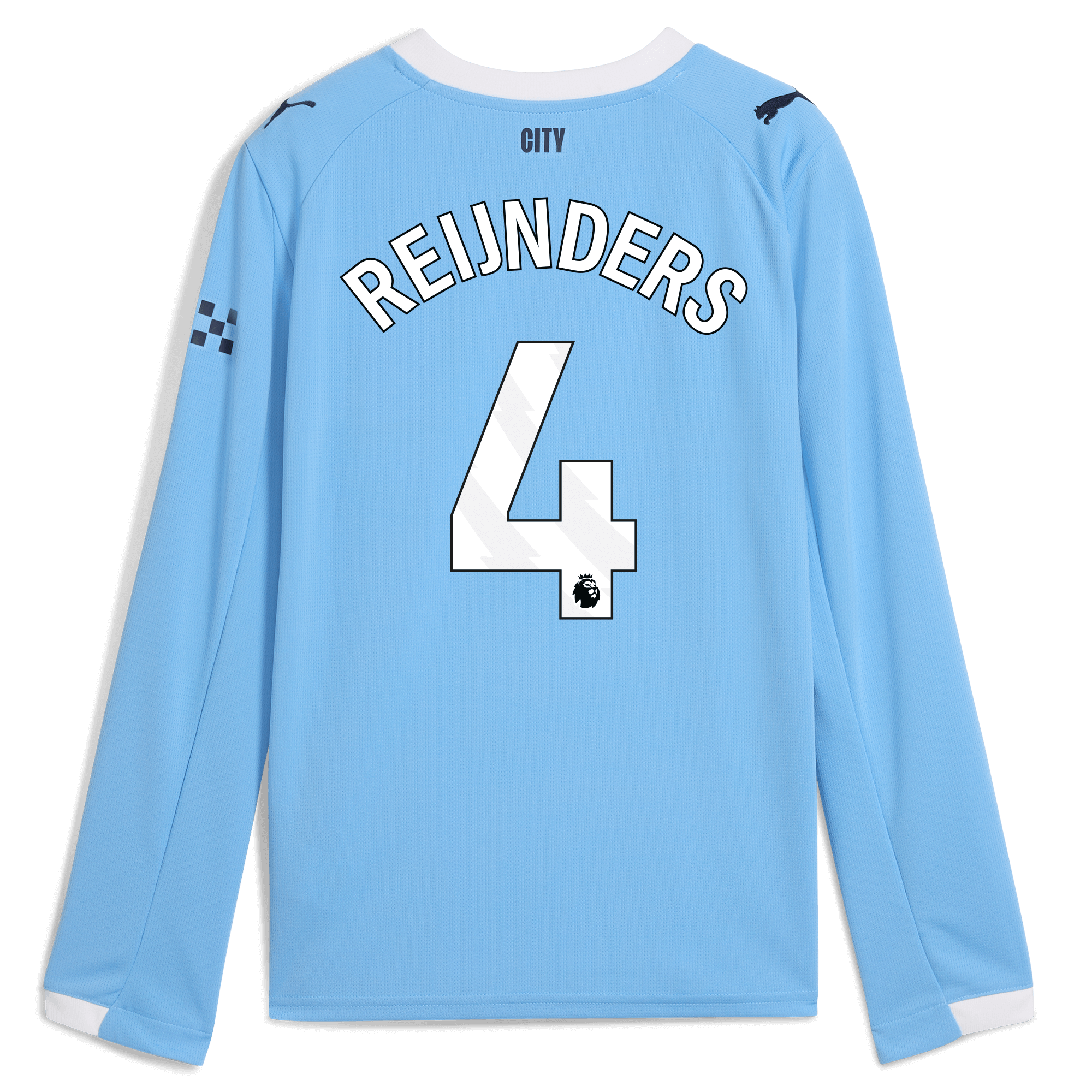 Manchester City kids manchester city home jersey 202526 long sleeve with reijnders 4 printing Collection - ManchesterCitystore.com