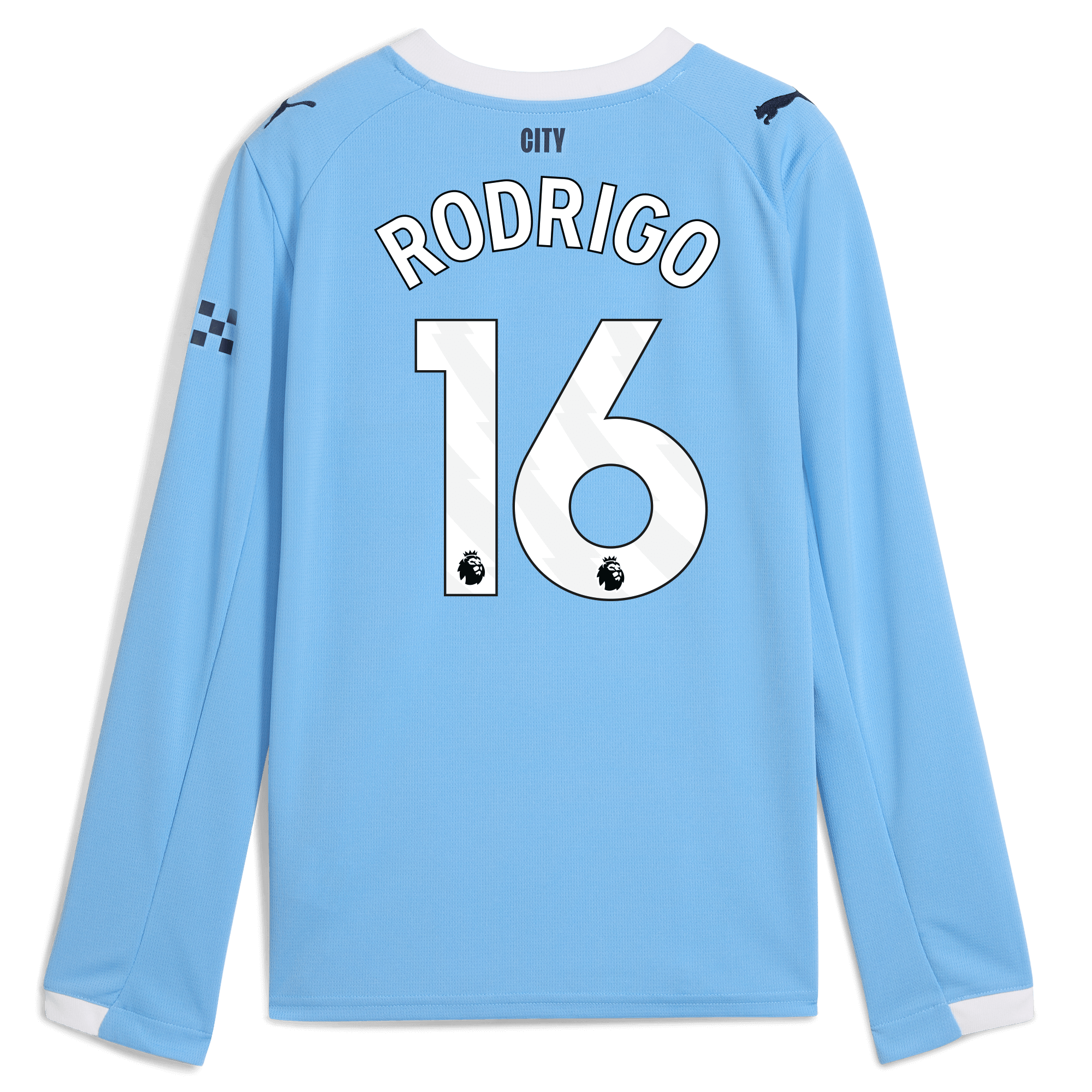 Manchester City kids manchester city home jersey 202526 long sleeve with rodrigo 16 printing Collection - ManchesterCitystore.com