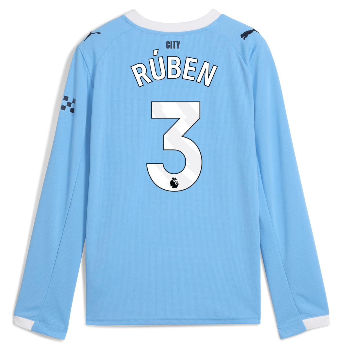 Manchester City kids manchester city home jersey 202526 long sleeve with ruben 3 printing Collection - ManchesterCitystore.com