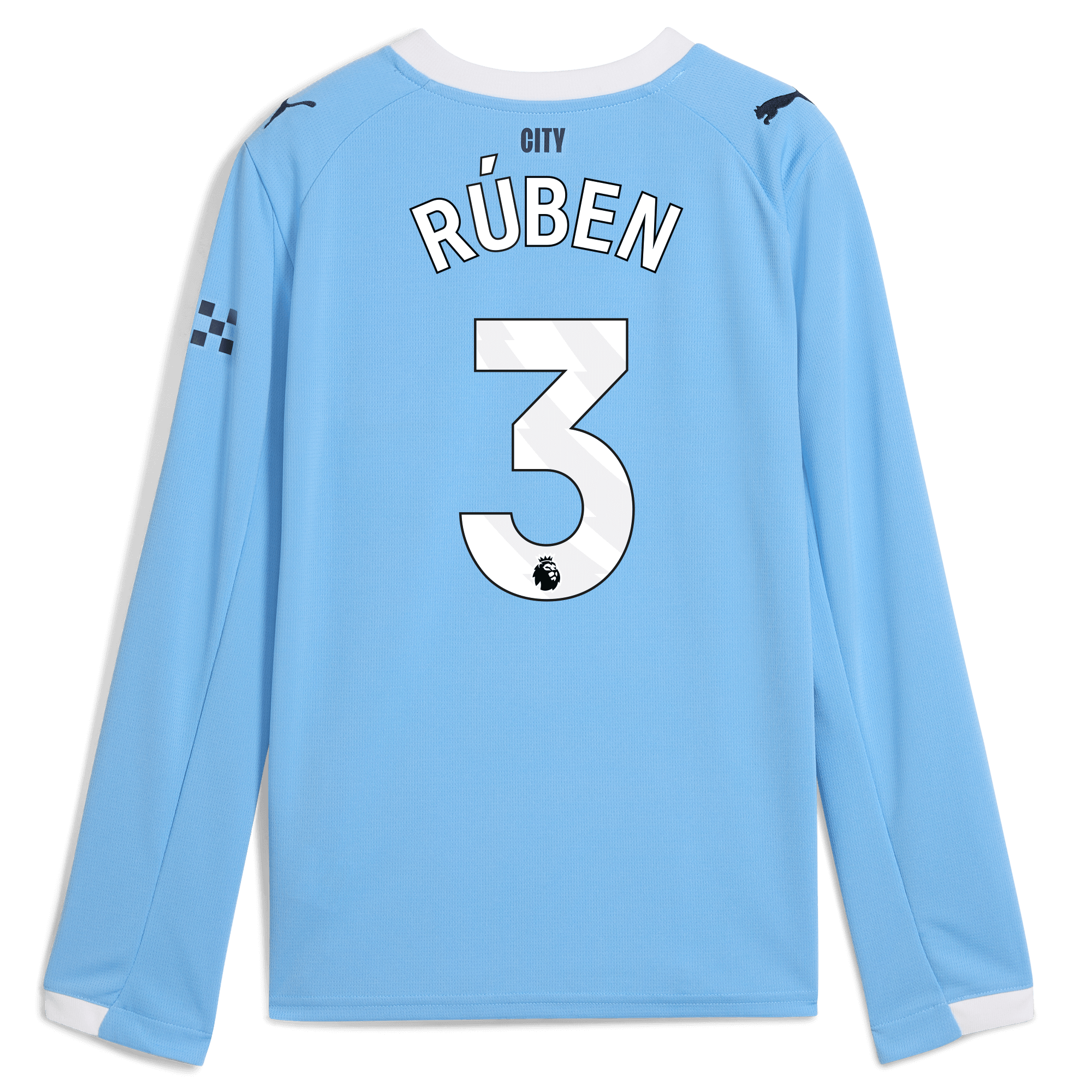 Manchester City kids manchester city home jersey 202526 long sleeve with ruben 3 printing Collection - ManchesterCitystore.com