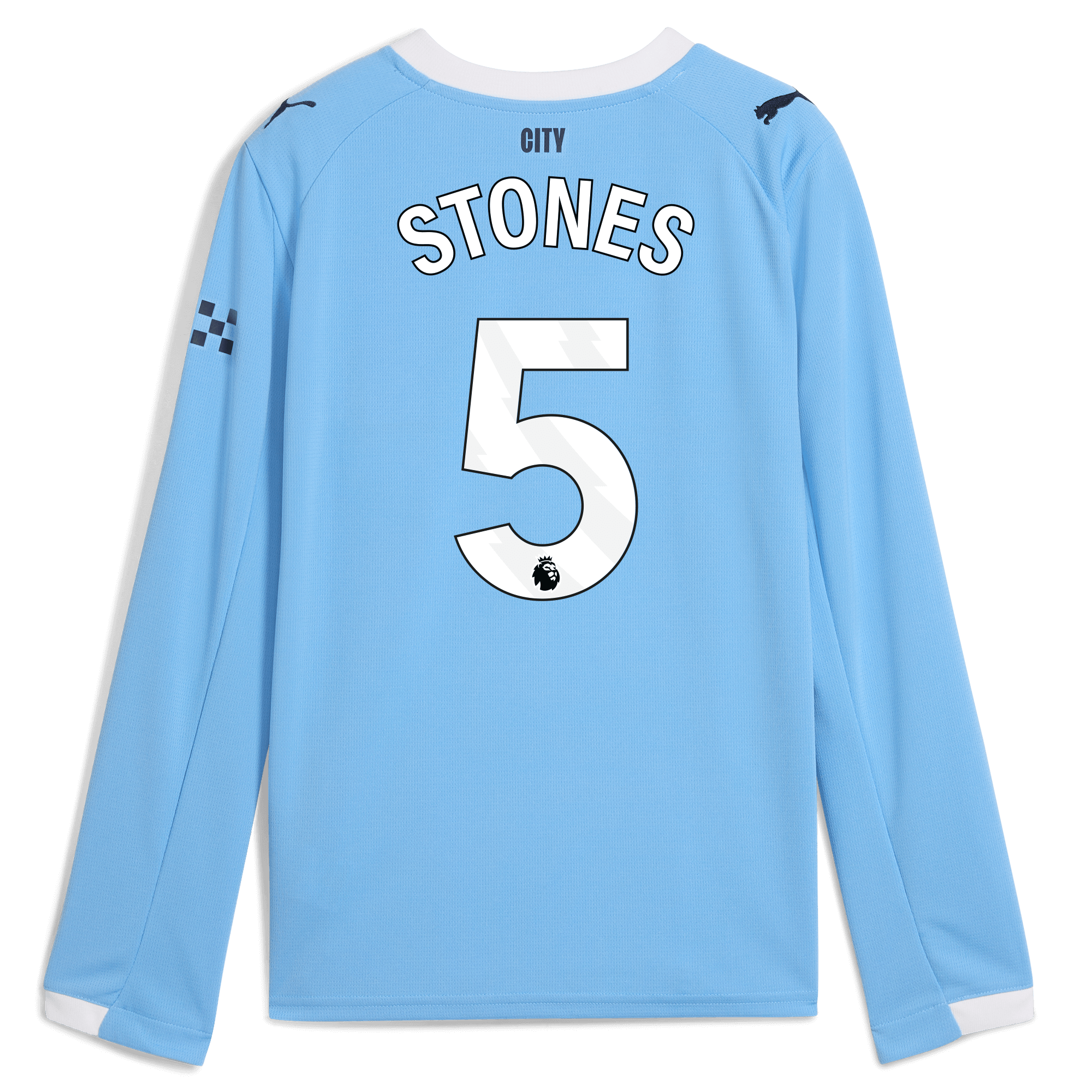 Manchester City kids manchester city home jersey 202526 long sleeve with stones 5 printing Collection - ManchesterCitystore.com