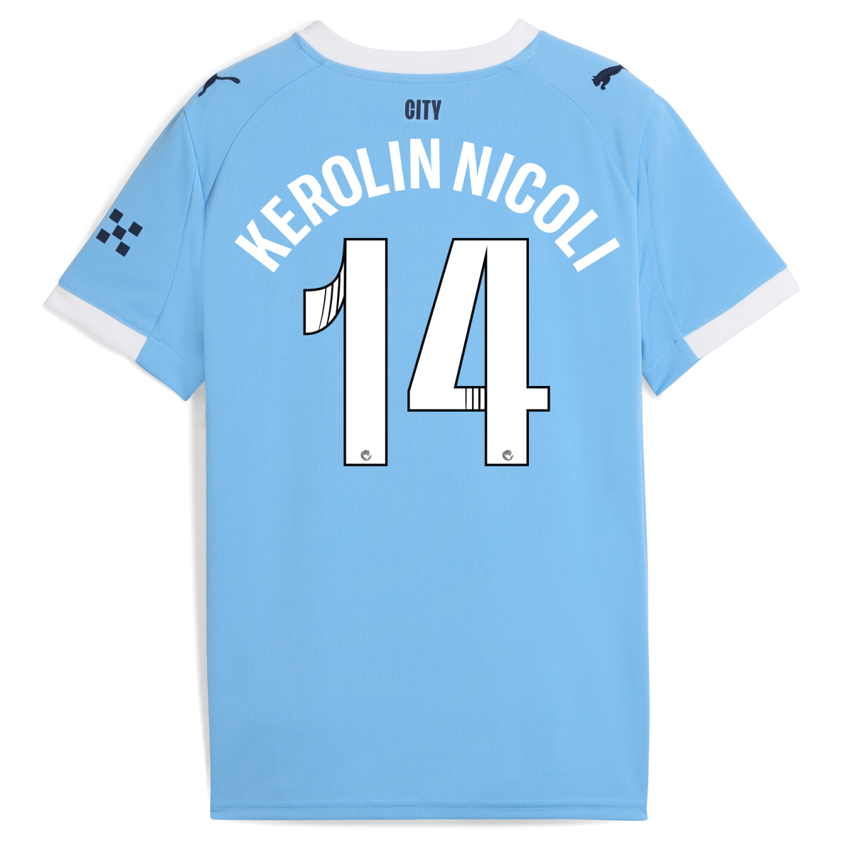 Manchester City kids manchester city home jersey 202526 with kerolin nicoli 14 printing Collection - ManchesterCitystore.com