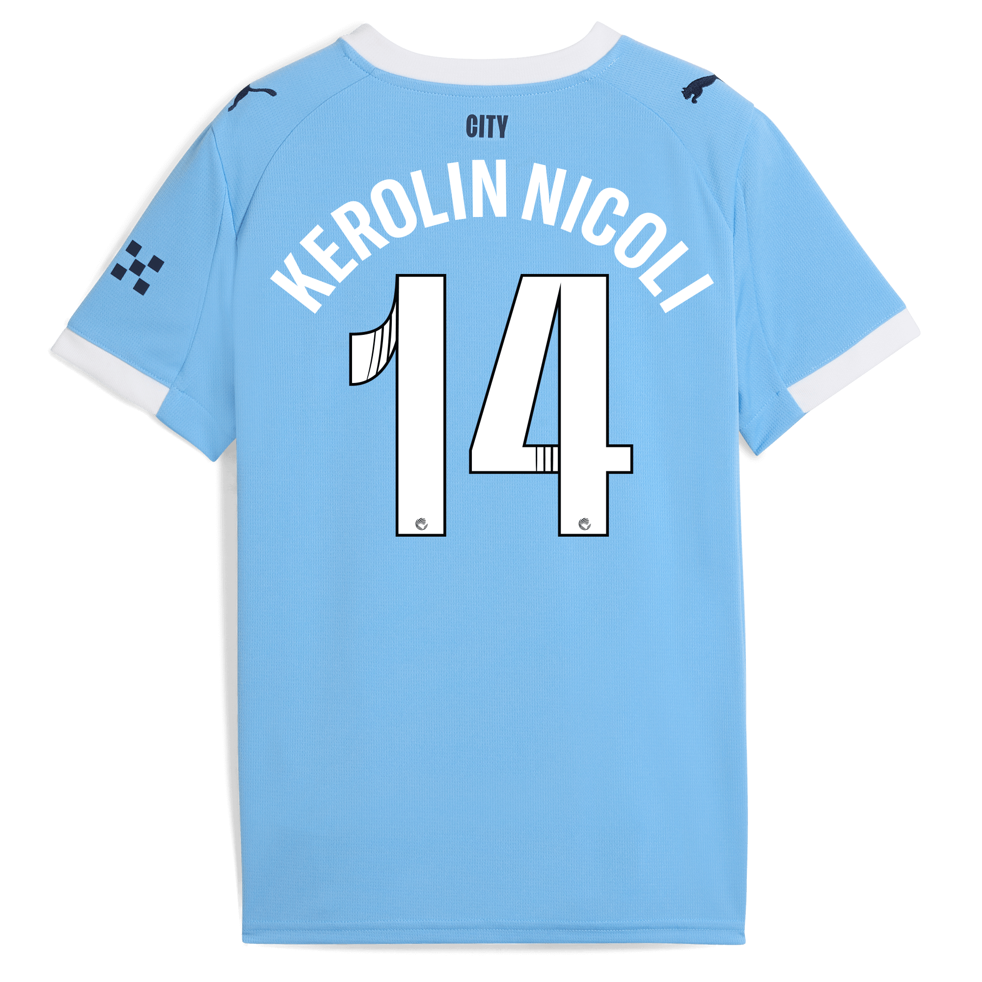 Manchester City kids manchester city home jersey 202526 with kerolin nicoli 14 printing Collection - ManchesterCitystore.com