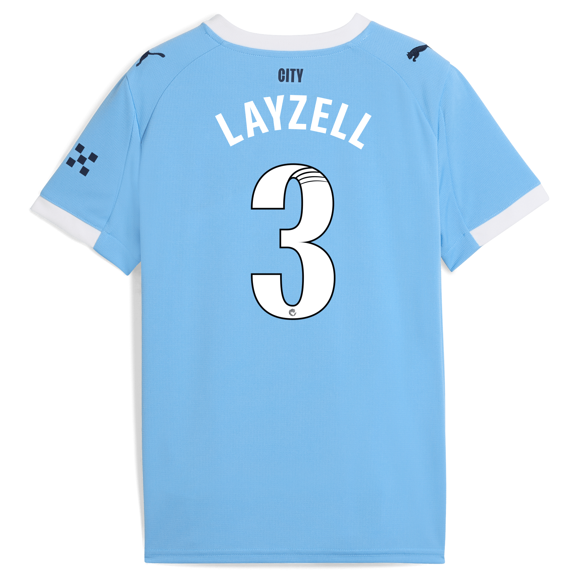 Manchester City kids manchester city home jersey 202526 with layzell 3 printing Collection - ManchesterCitystore.com