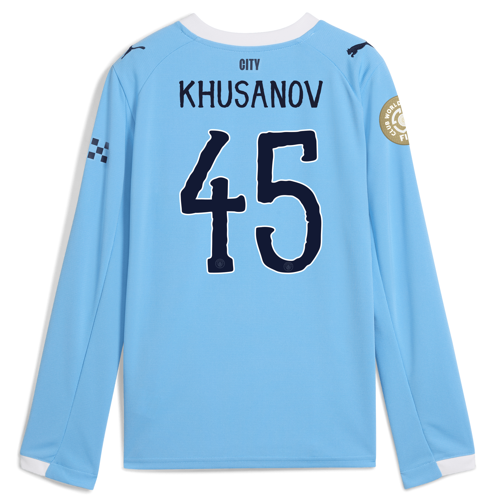 Manchester City kids manchester city kidsuper club world cup home jersey 202526 long sleeve with khusanov 45 printing Collection - ManchesterCitystore.com