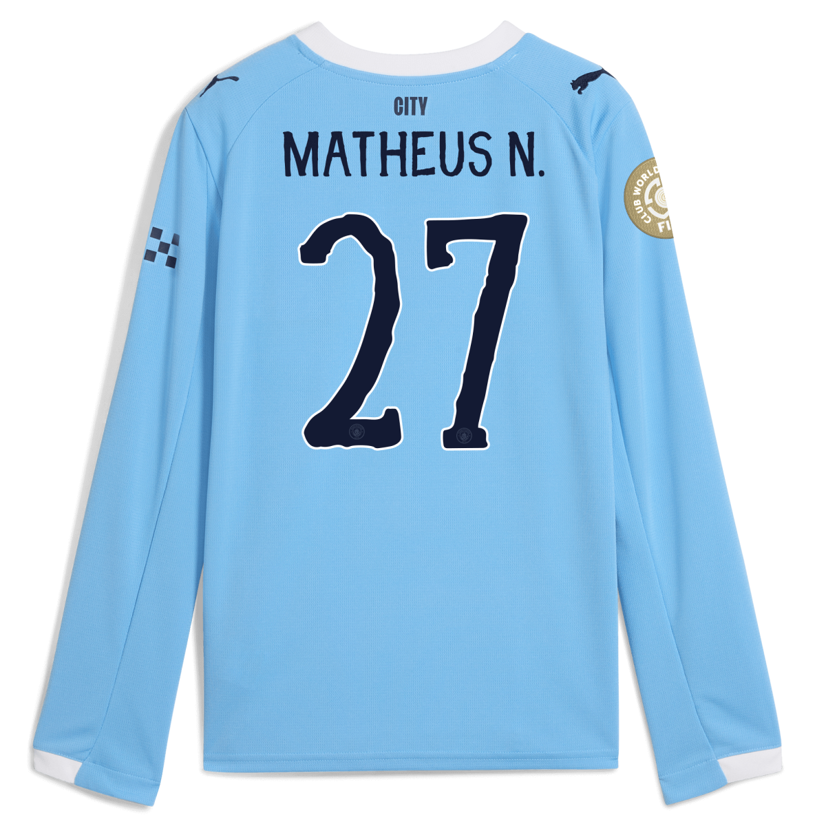 Manchester City kids manchester city kidsuper club world cup home jersey 202526 long sleeve with matheus n. 27 printing Collection - ManchesterCitystore.com
