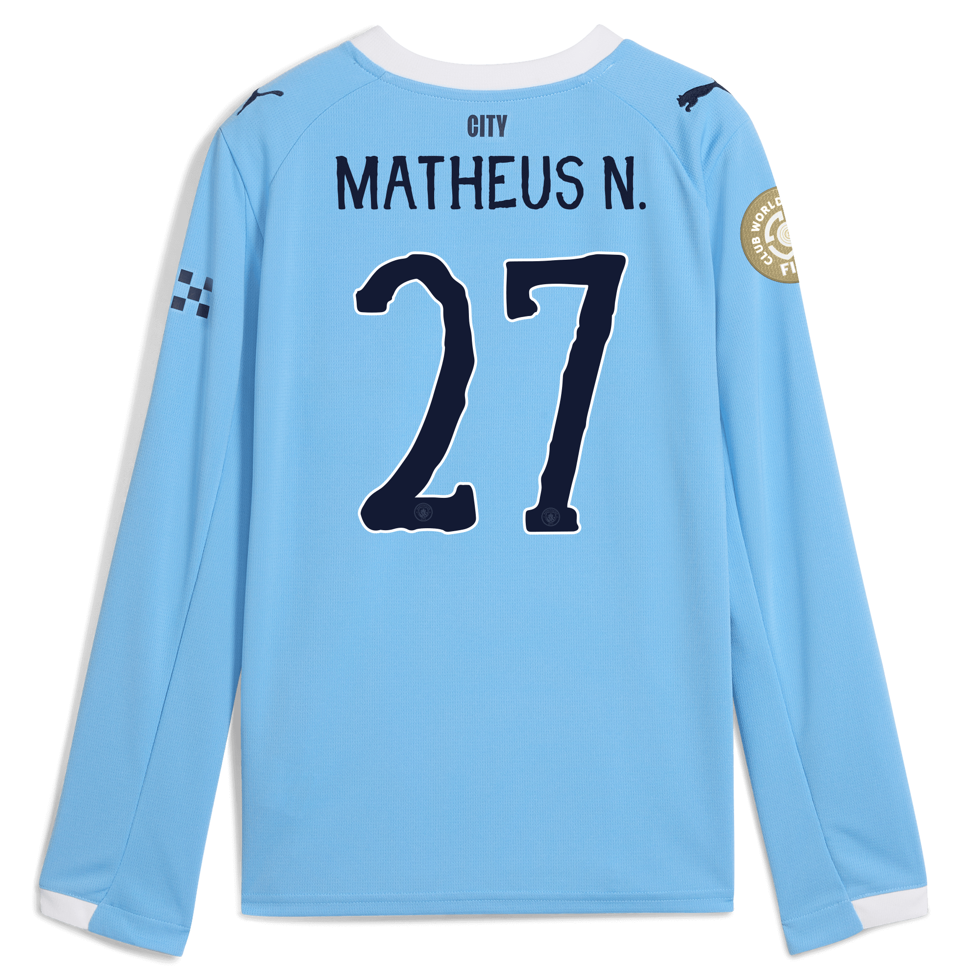 Manchester City kids manchester city kidsuper club world cup home jersey 202526 long sleeve with matheus n. 27 printing Collection - ManchesterCitystore.com