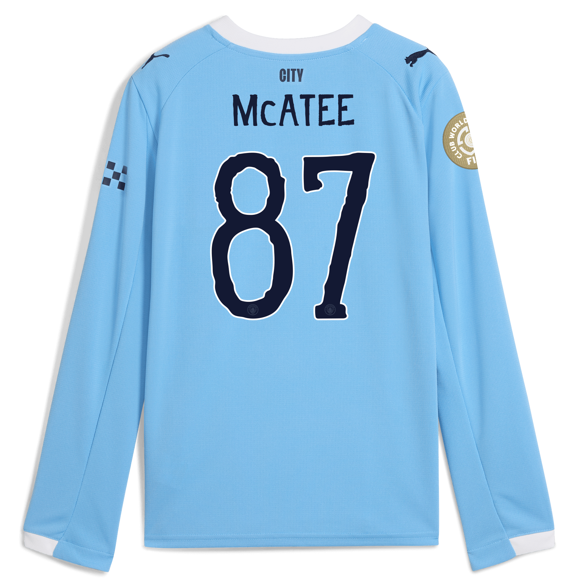 Manchester City kids manchester city kidsuper club world cup home jersey 202526 long sleeve with mcatee 87 printing Collection - ManchesterCitystore.com