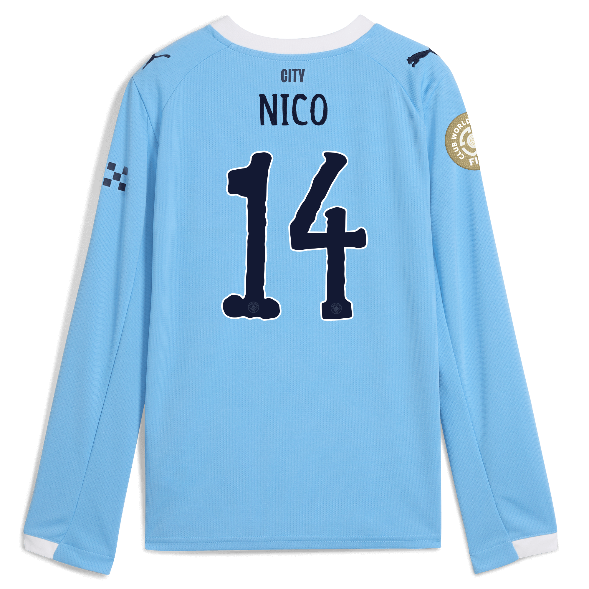Manchester City kids manchester city kidsuper club world cup home jersey 202526 long sleeve with nico 14 printing Collection - ManchesterCitystore.com