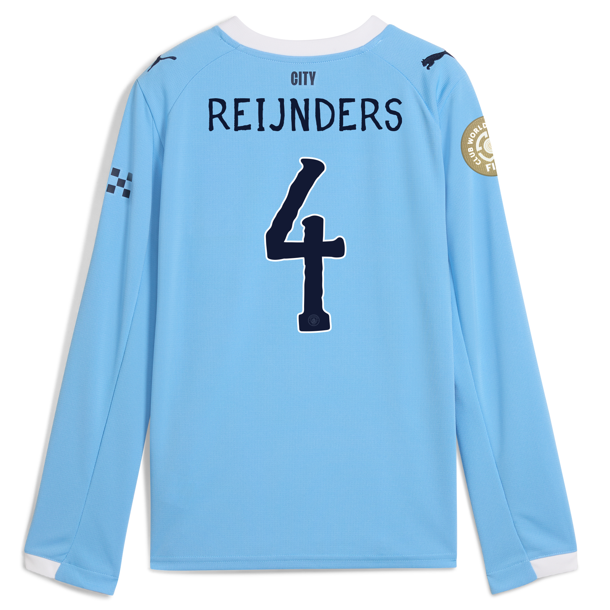Manchester City kids manchester city kidsuper club world cup home jersey 202526 long sleeve with reijnders 4 printing Collection - ManchesterCitystore.com