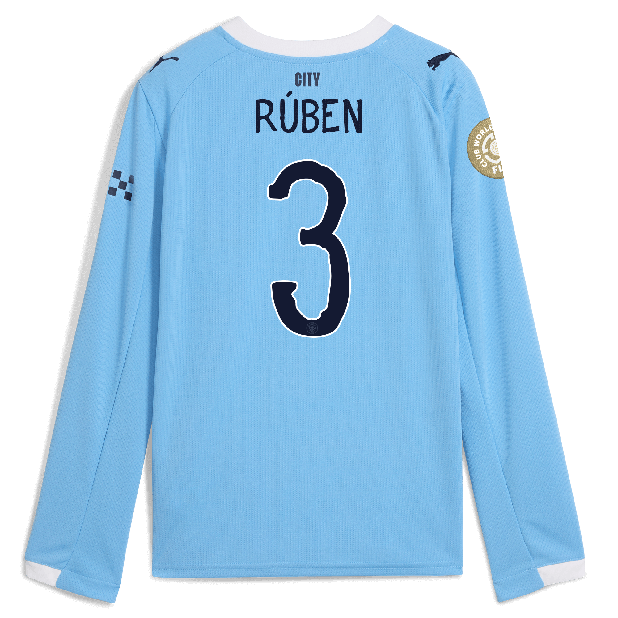 Manchester City kids manchester city kidsuper club world cup home jersey 202526 long sleeve with ruben 3 printing Collection - ManchesterCitystore.com