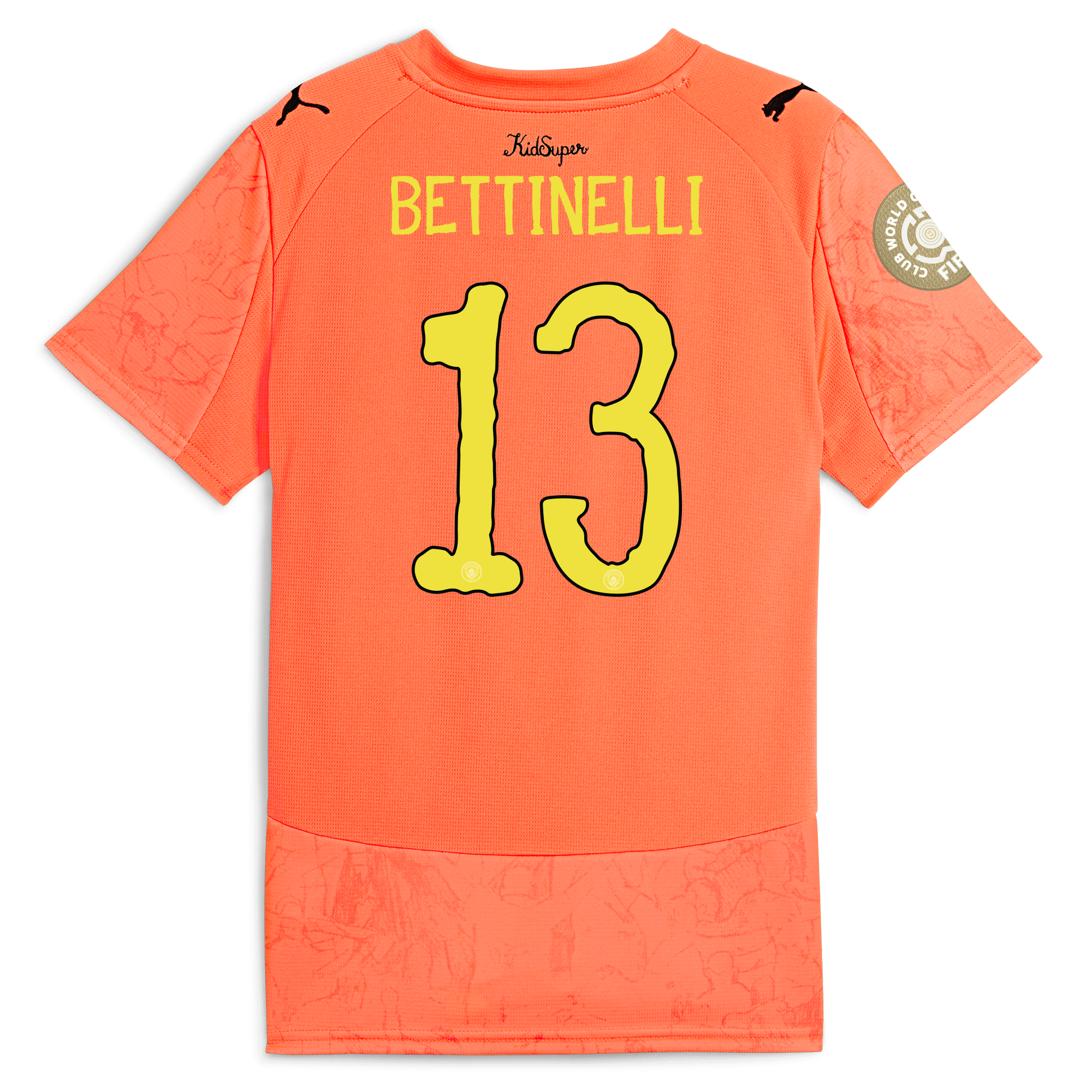 Manchester City kids manchester city kidsuper club world cup jersey orange 202526 with bettinelli 13 printing Collection - ManchesterCitystore.com
